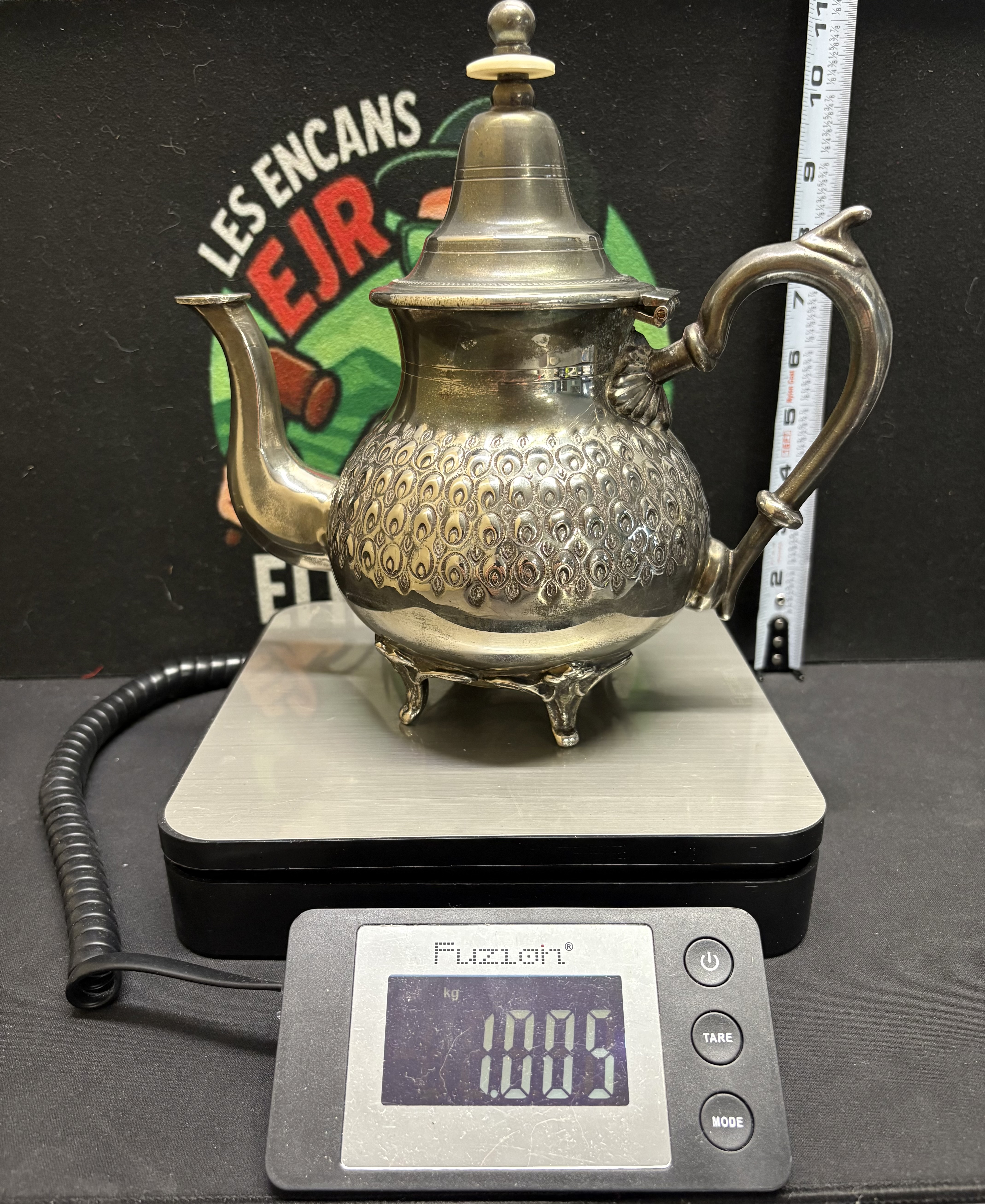 LOT 2026-145 — Théière / cafetière décorative ancienne de style argentin, en métal argenté de… — photo 5