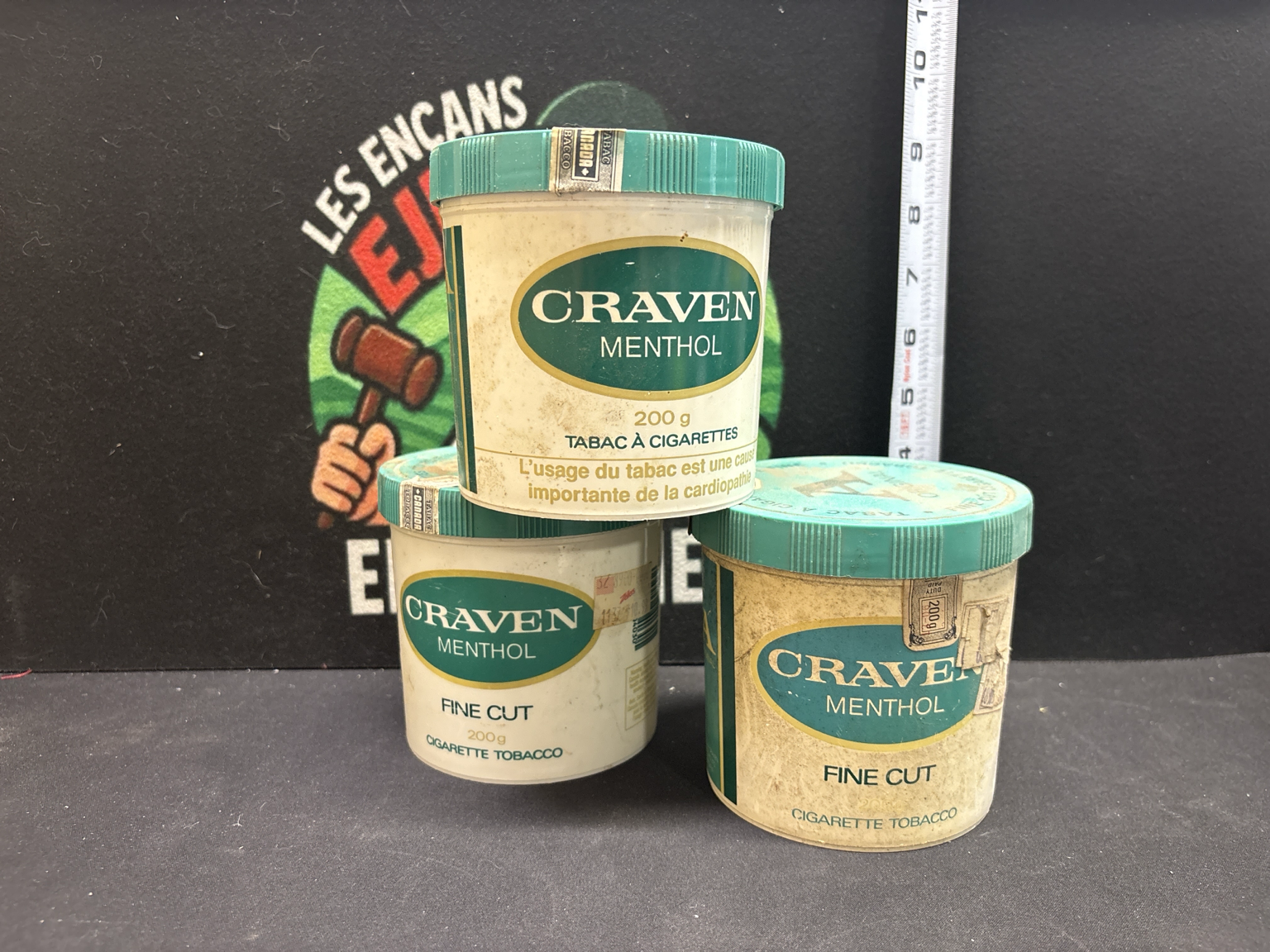 LOT 2026-188 — Ensemble de 3 contenants vintage Craven Menthol – tabac à cigarettes — photo 1