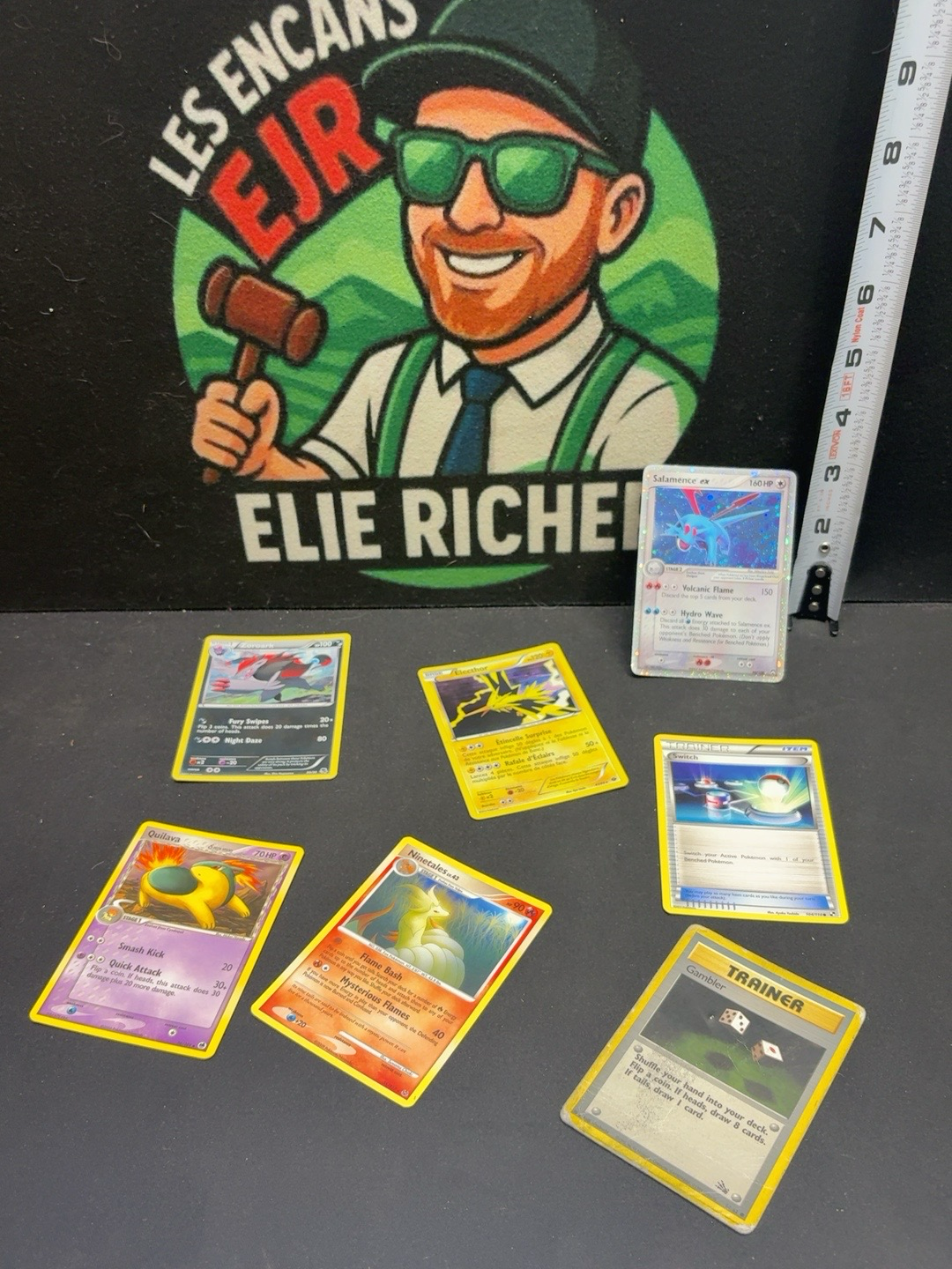 LOT 2026-240 — Ensemble de 7 cartes Pokémon variées, dont une carte brillante Salamence ex — photo 1
