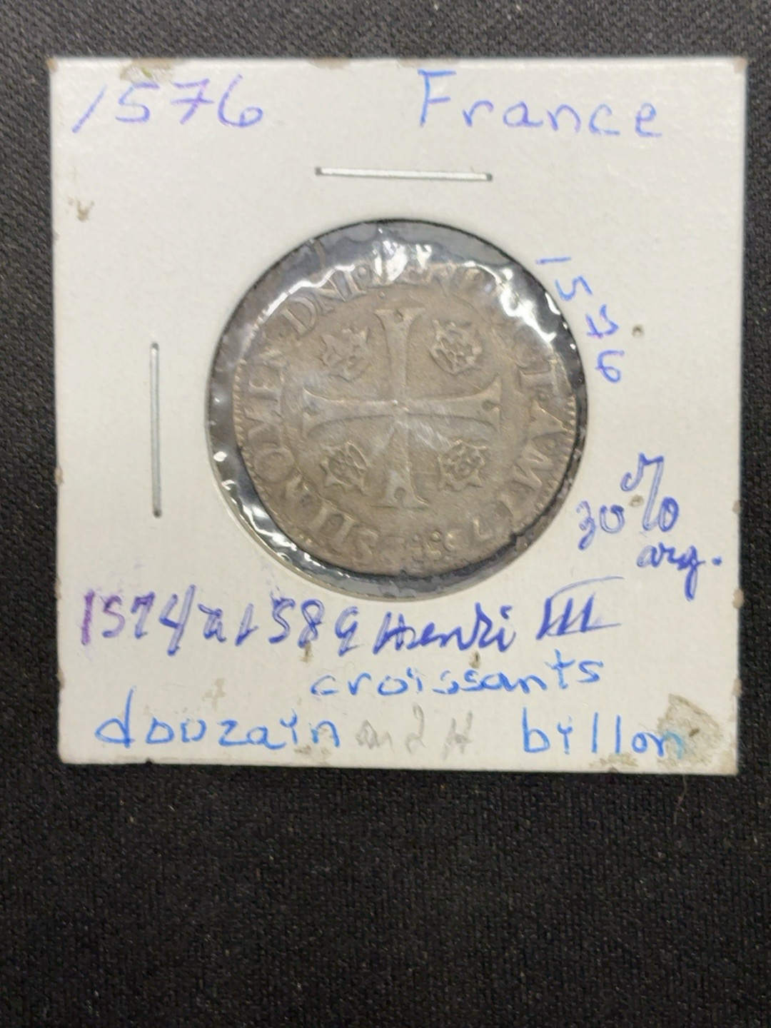 LOT 2026-276 — Monnaie française de 1576 – Henri III – Douzain aux croissants — photo 1