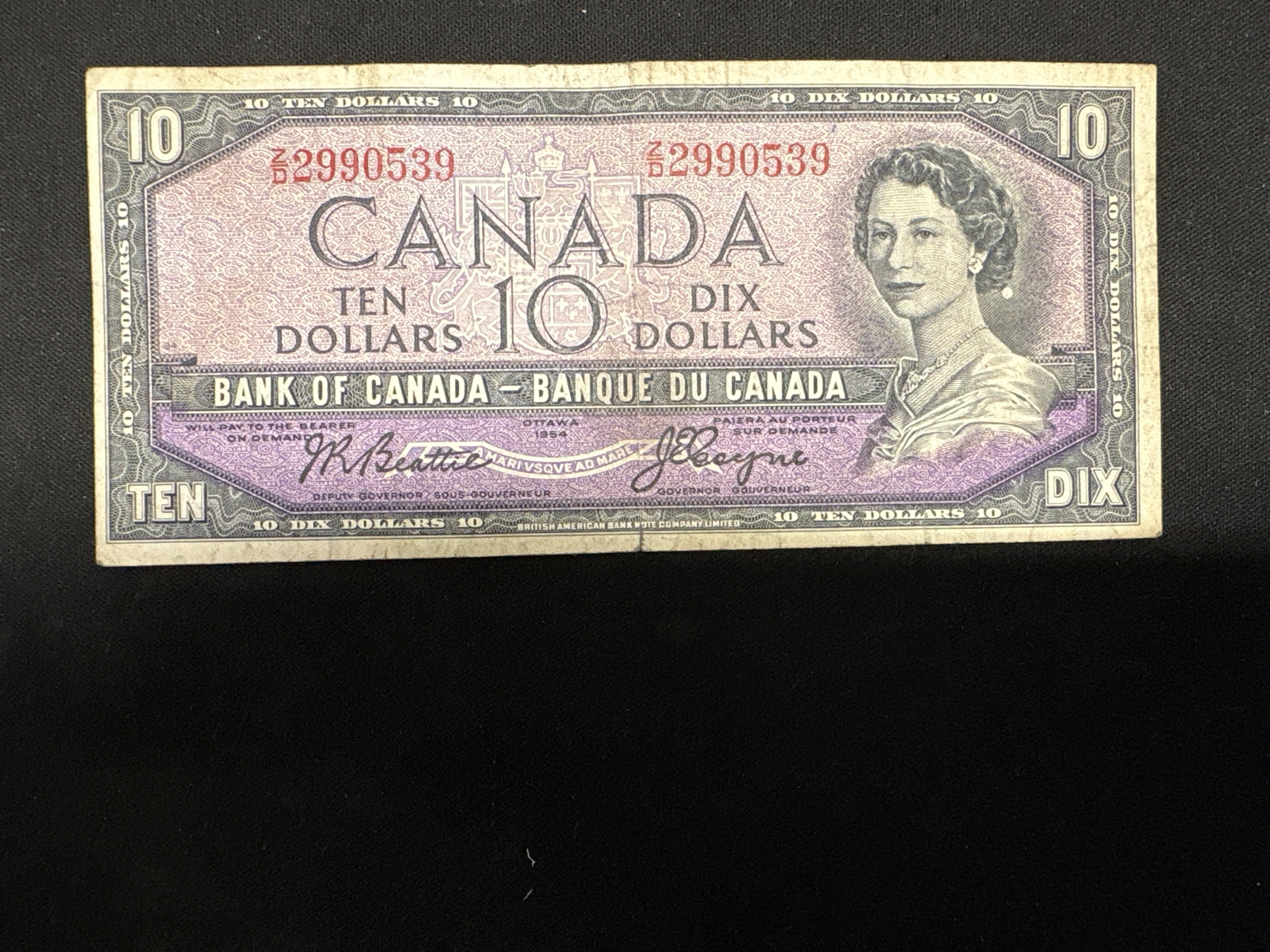 LOT 2026-279 — Billet canadien de 10 $ de 1954 — photo 1