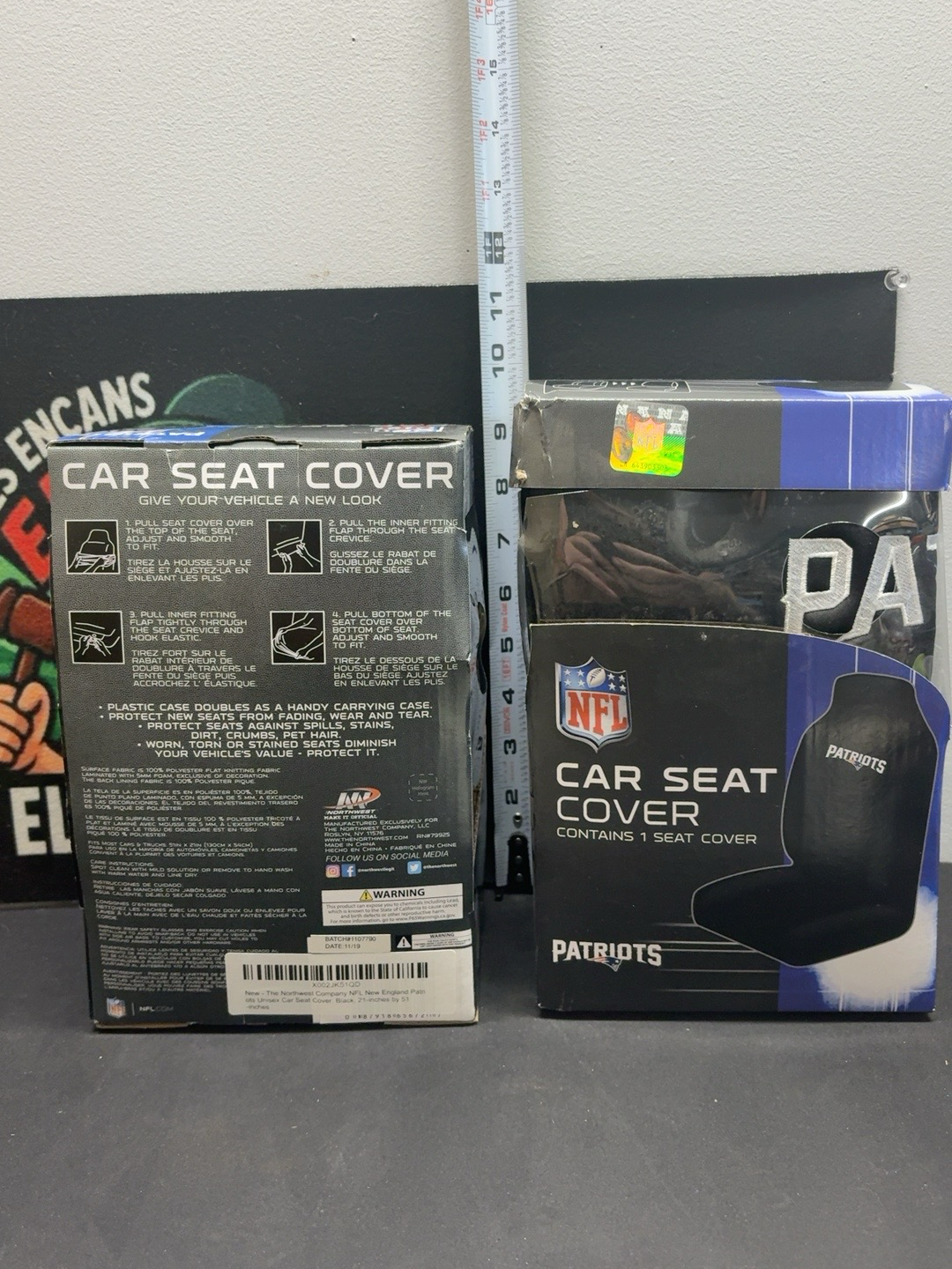 LOT 2026-285 — Ensemble de 2 couvre-sièges d’auto NFL – Patriots de la Nouvelle-Angleterre — photo 1