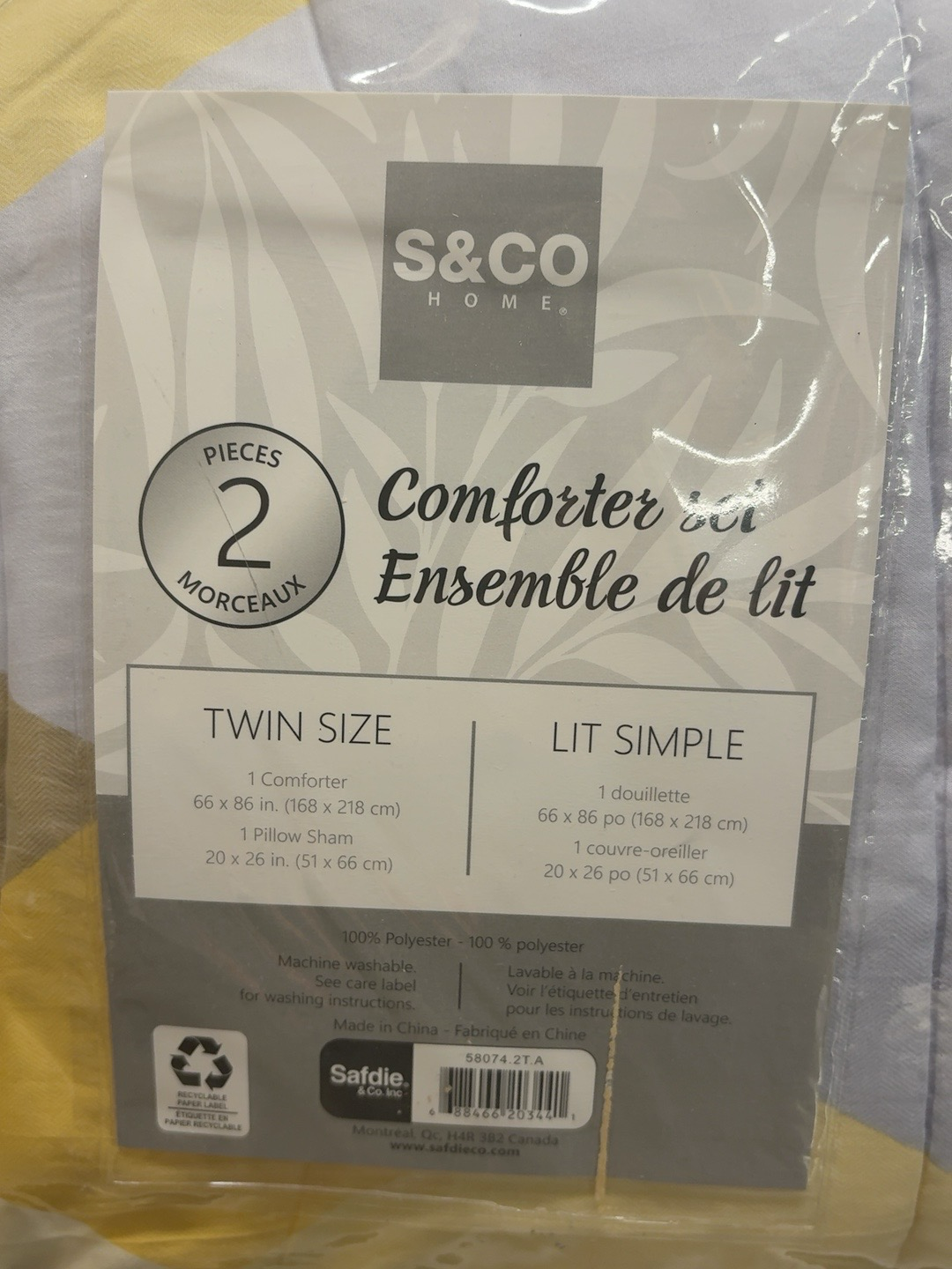 LOT 2026-303 — Ensemble de literie S&Co pour lit simple – 2 morceaux — photo 2