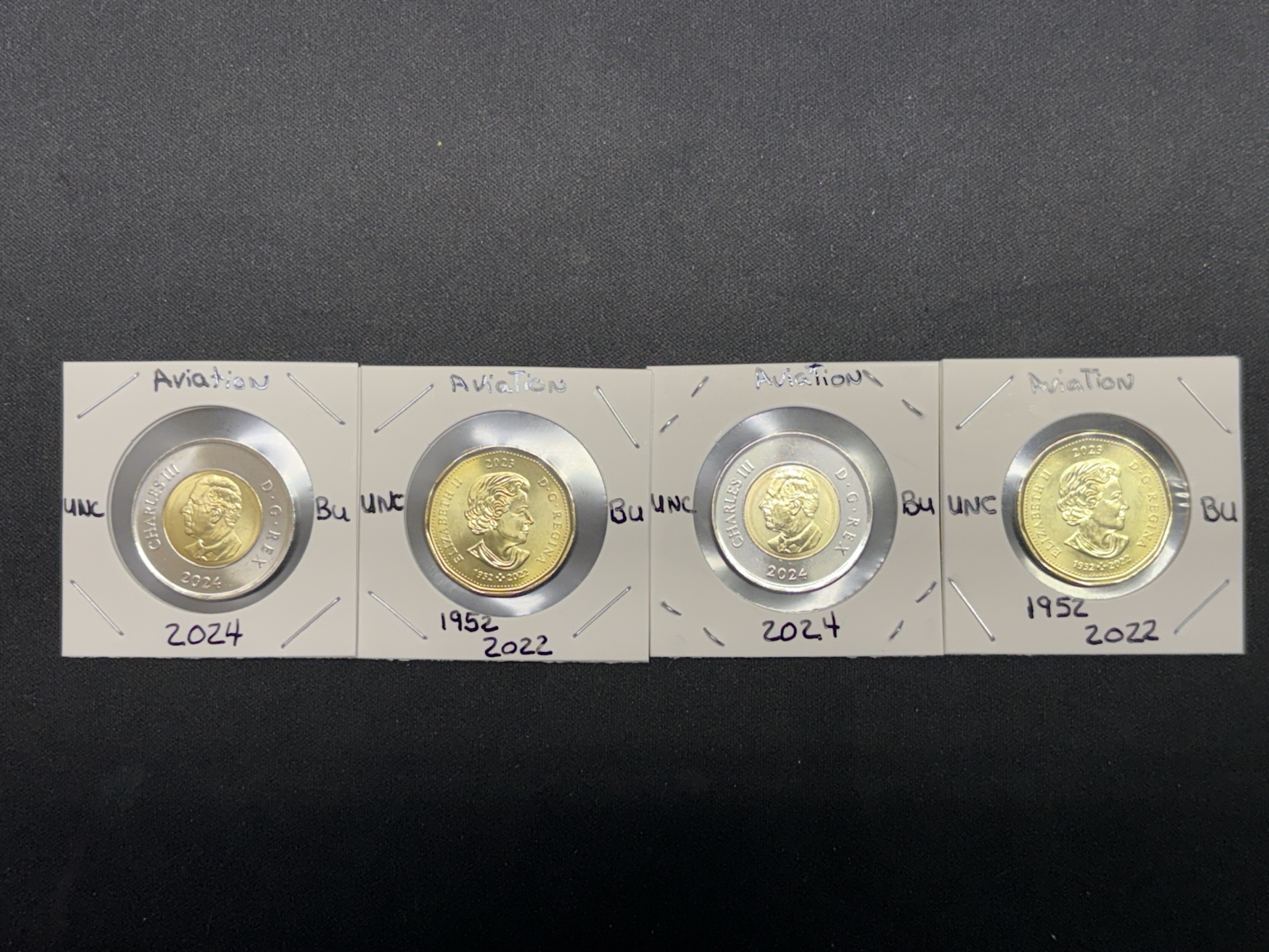 LOT 2026-342 — Lot de 4 pièces commémoratives canadiennes – Thème aviation – UNC / BU — photo 1