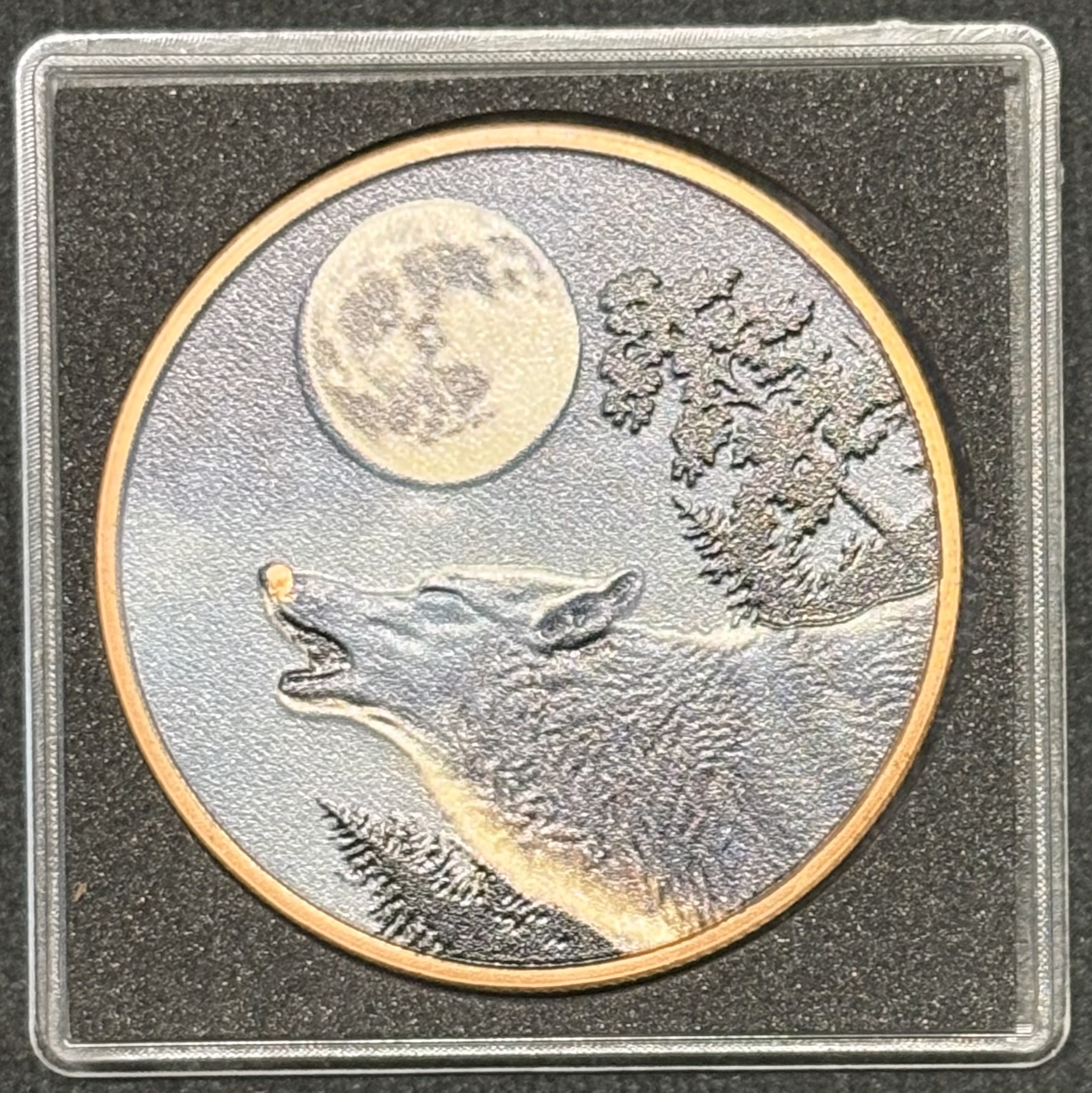 LOT 2026-043 — Ronde de collection – Loup sous la pleine lune – Cuivre fin .999 – 1 oz — photo 1