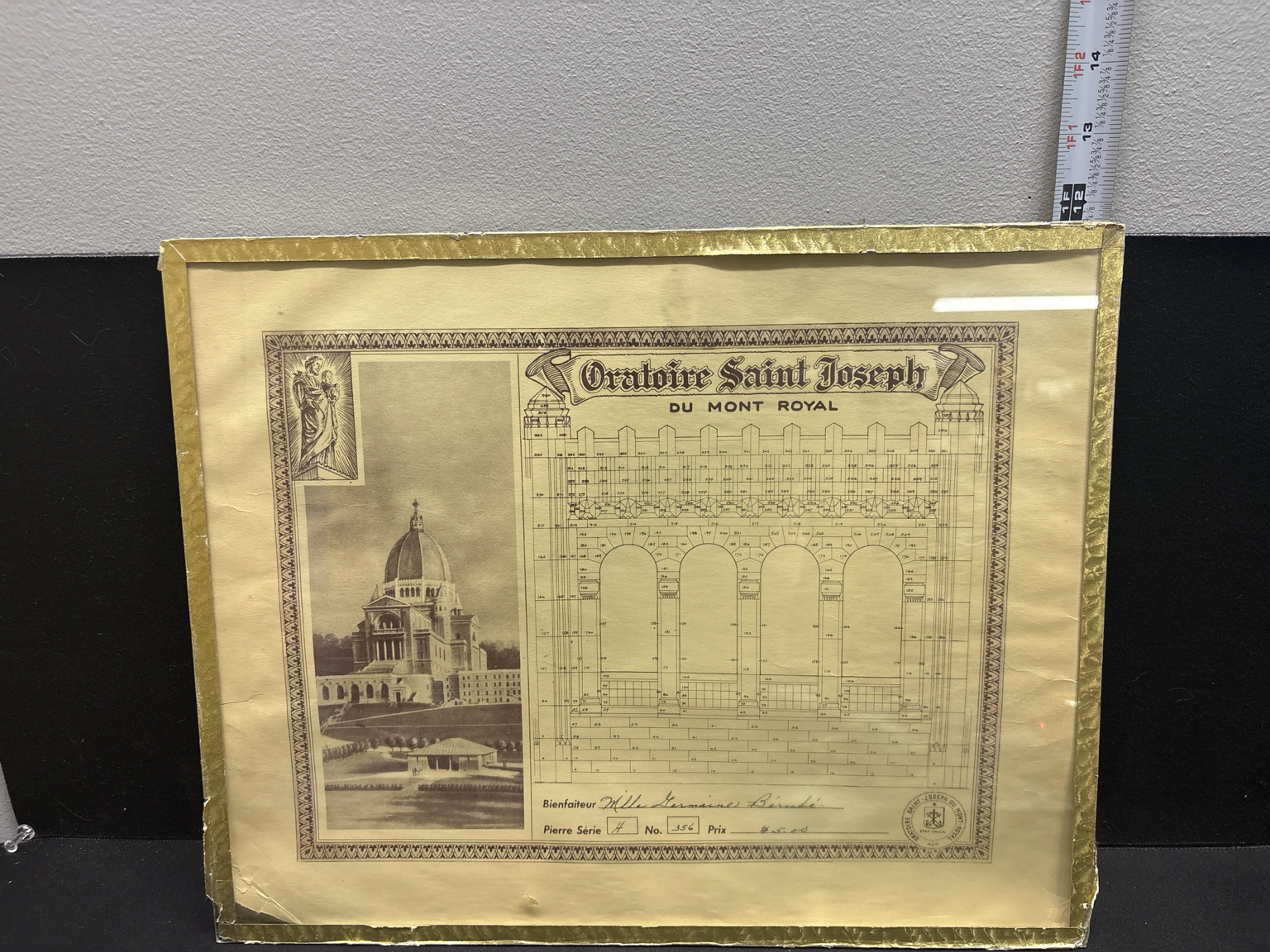 LOT 2026-470 — Document encadré ancien de l’Oratoire Saint-Joseph du Mont-Royal, à Montréal… — photo 1
