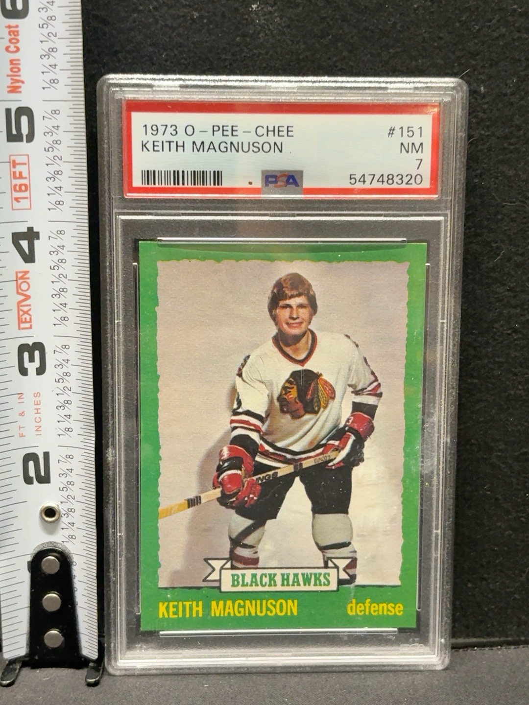 LOT 2026-474 — Carte de hockey vintage 1973-74 O-Pee-Chee #151 – Keith Magnuson, des Chicago… — photo 1