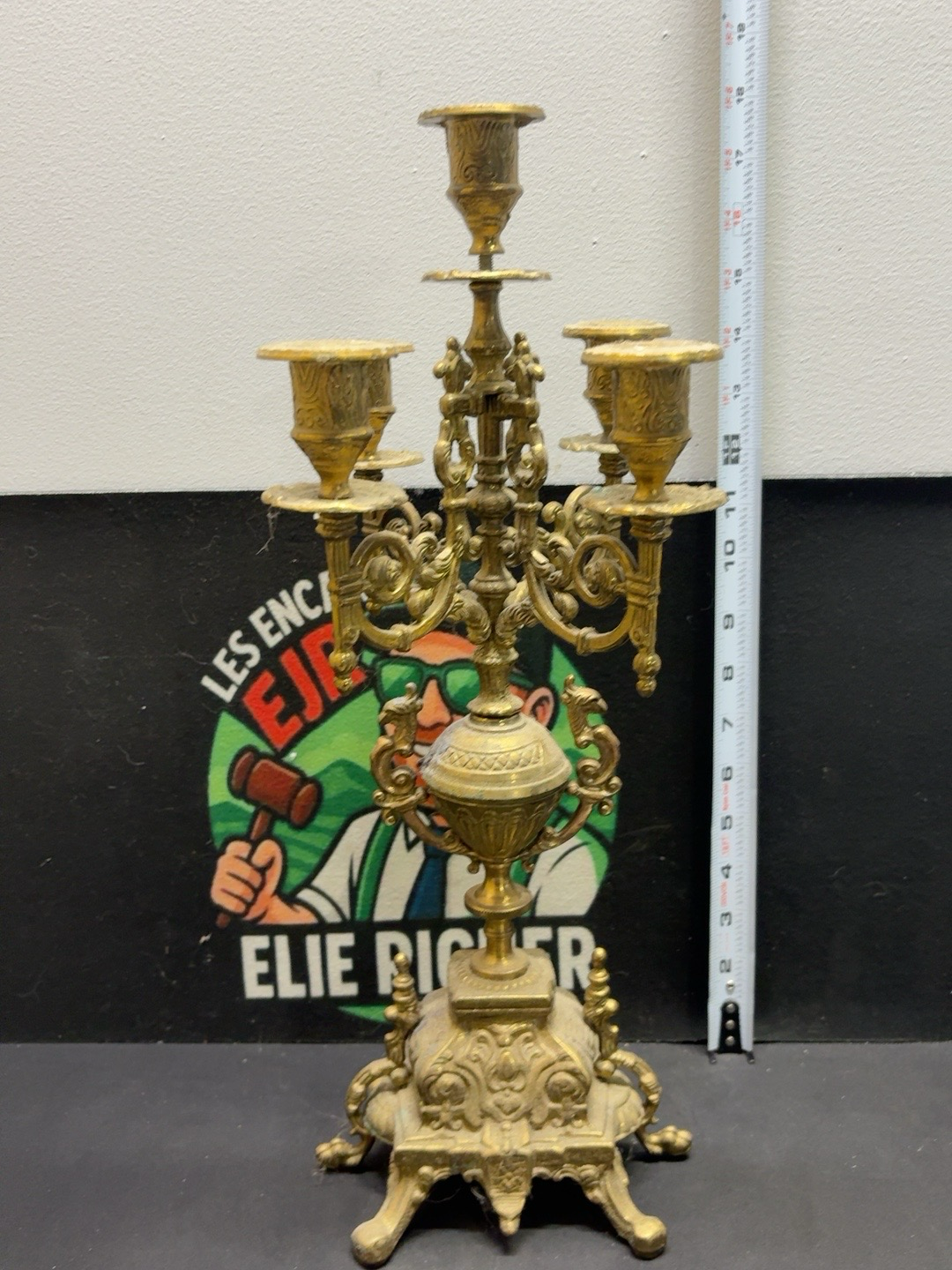 LOT 2026-481 — Grand chandelier/candélabre décoratif ancien en métal doré, de style très… — photo 3