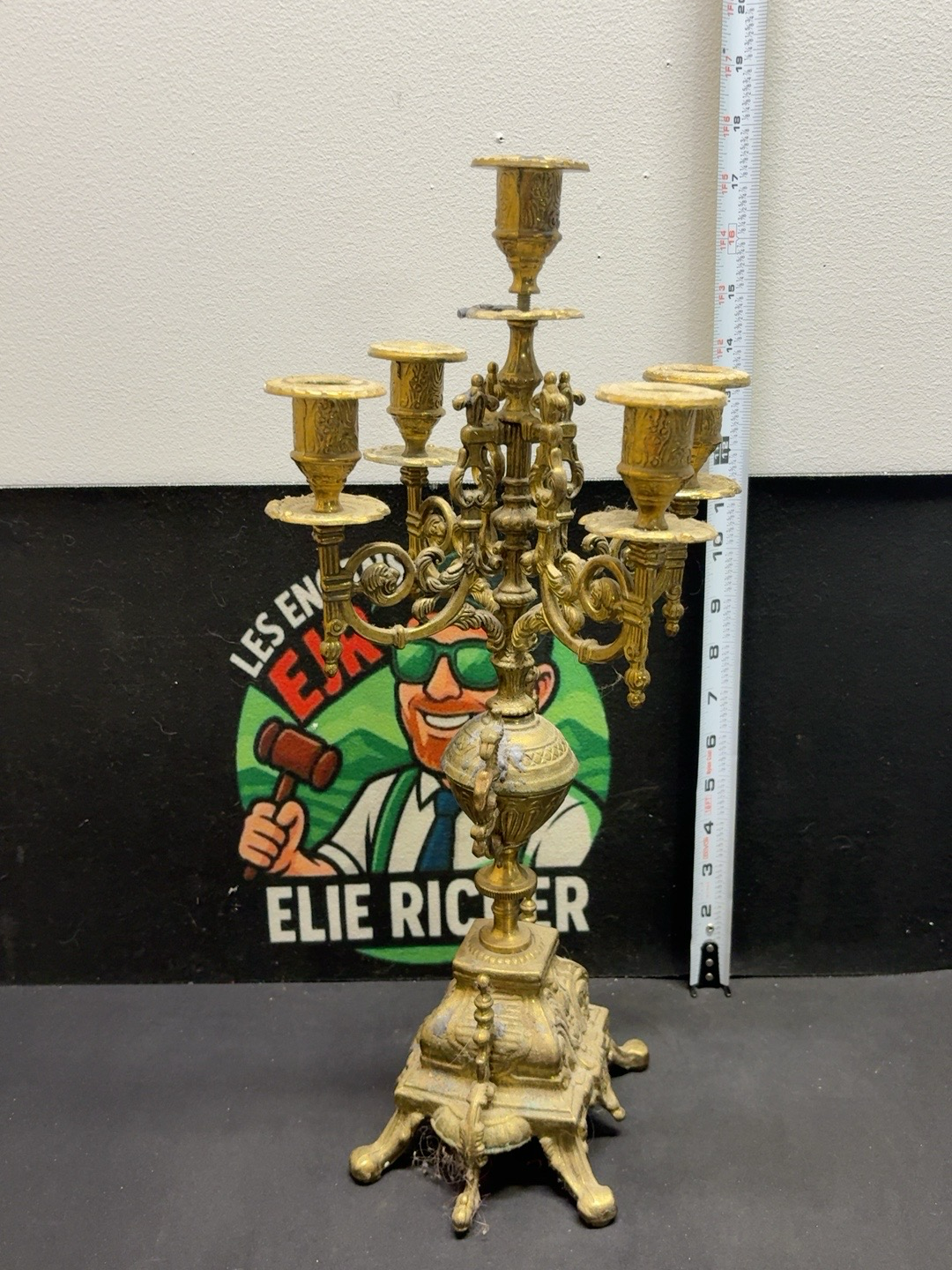 LOT 2026-481 — Grand chandelier/candélabre décoratif ancien en métal doré, de style très… — photo 2