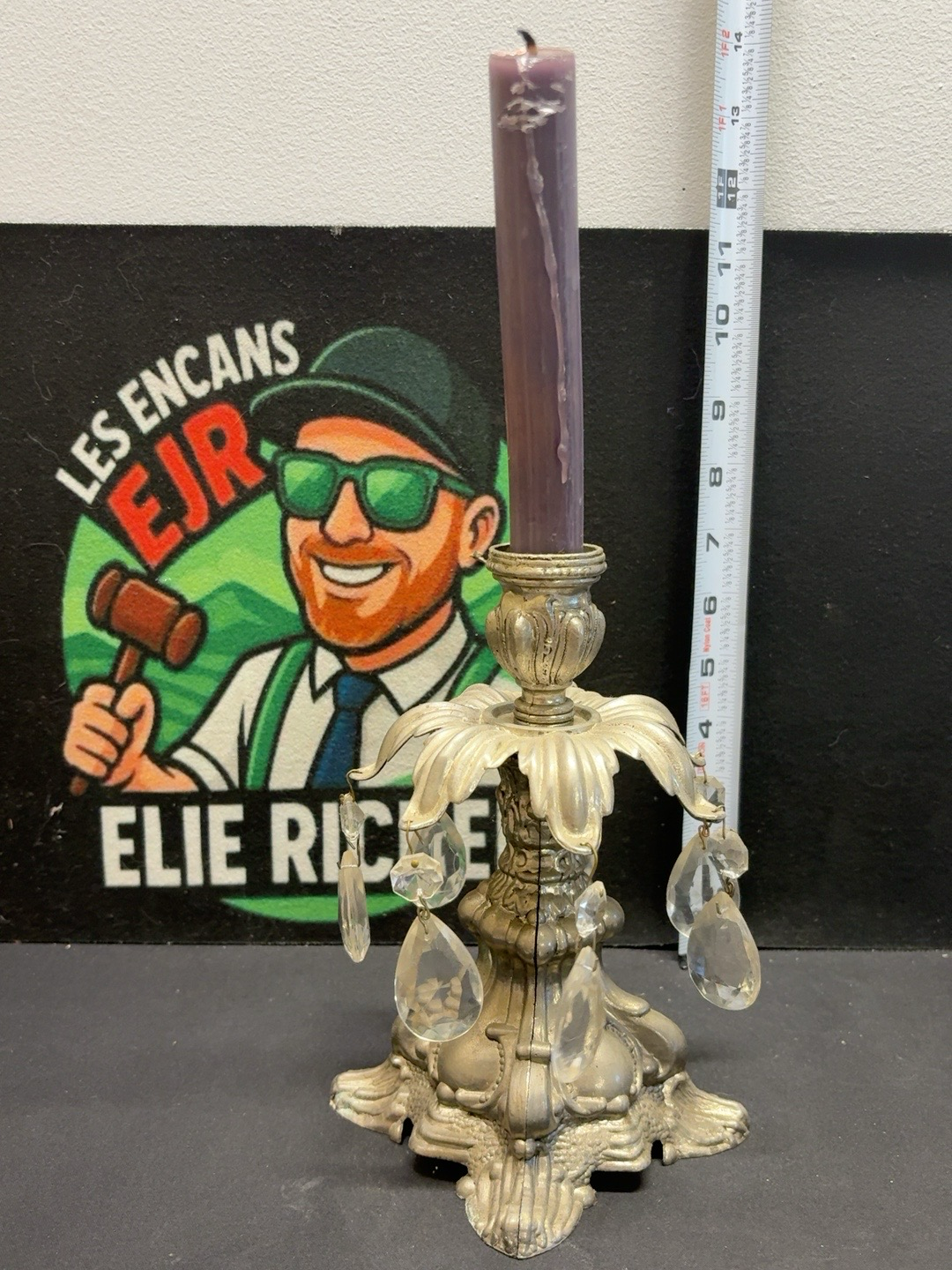LOT 2026-519 — Chandelier décoratif vintage à une bougie, fabriqué en métal argenté avec… — photo 1