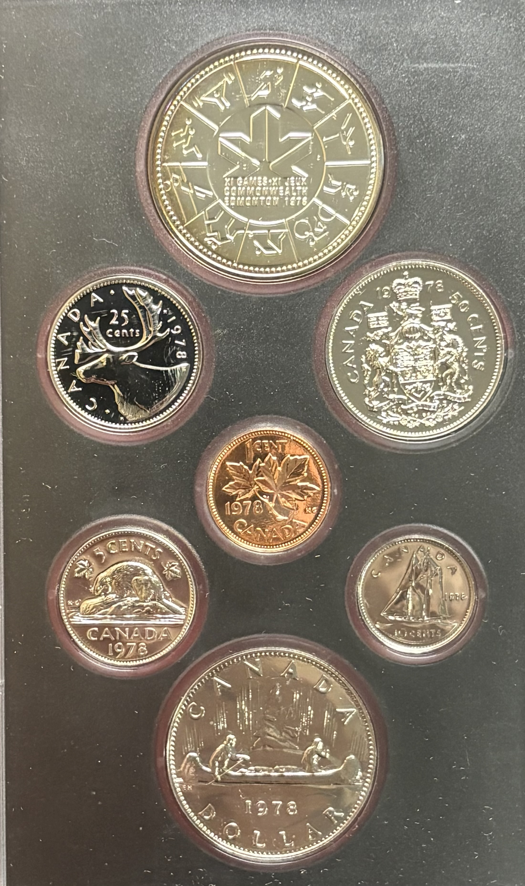 LOT 2026-055 — Ensemble épreuve numismatique Canada 1978 – 7 pièces – Jeux du Commonwealth – Dollar en ar — photo 3