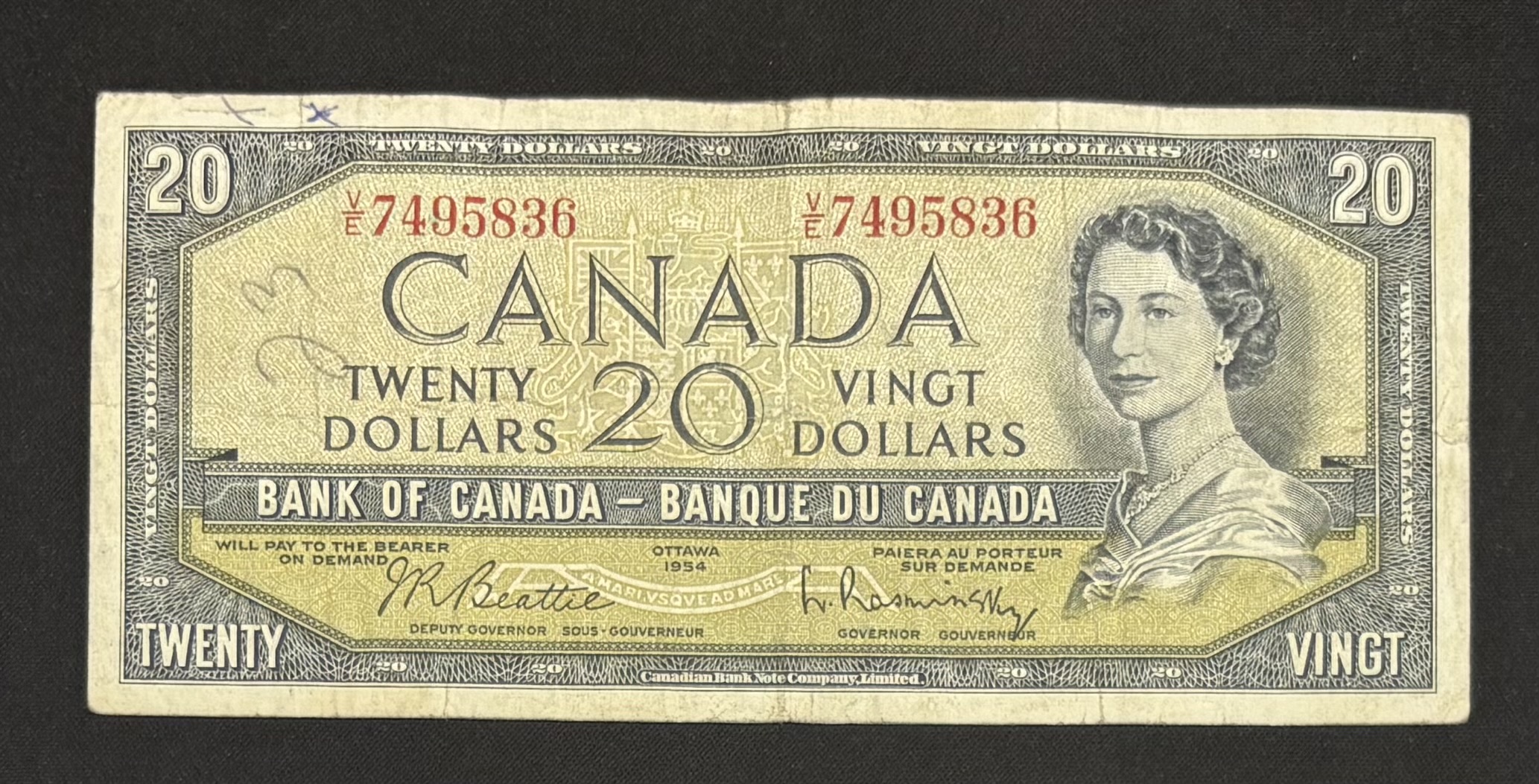 LOT 2026-063 — Billet de 20 $ Canada 1954 – Reine Elizabeth II – Banque du Canada — photo 1