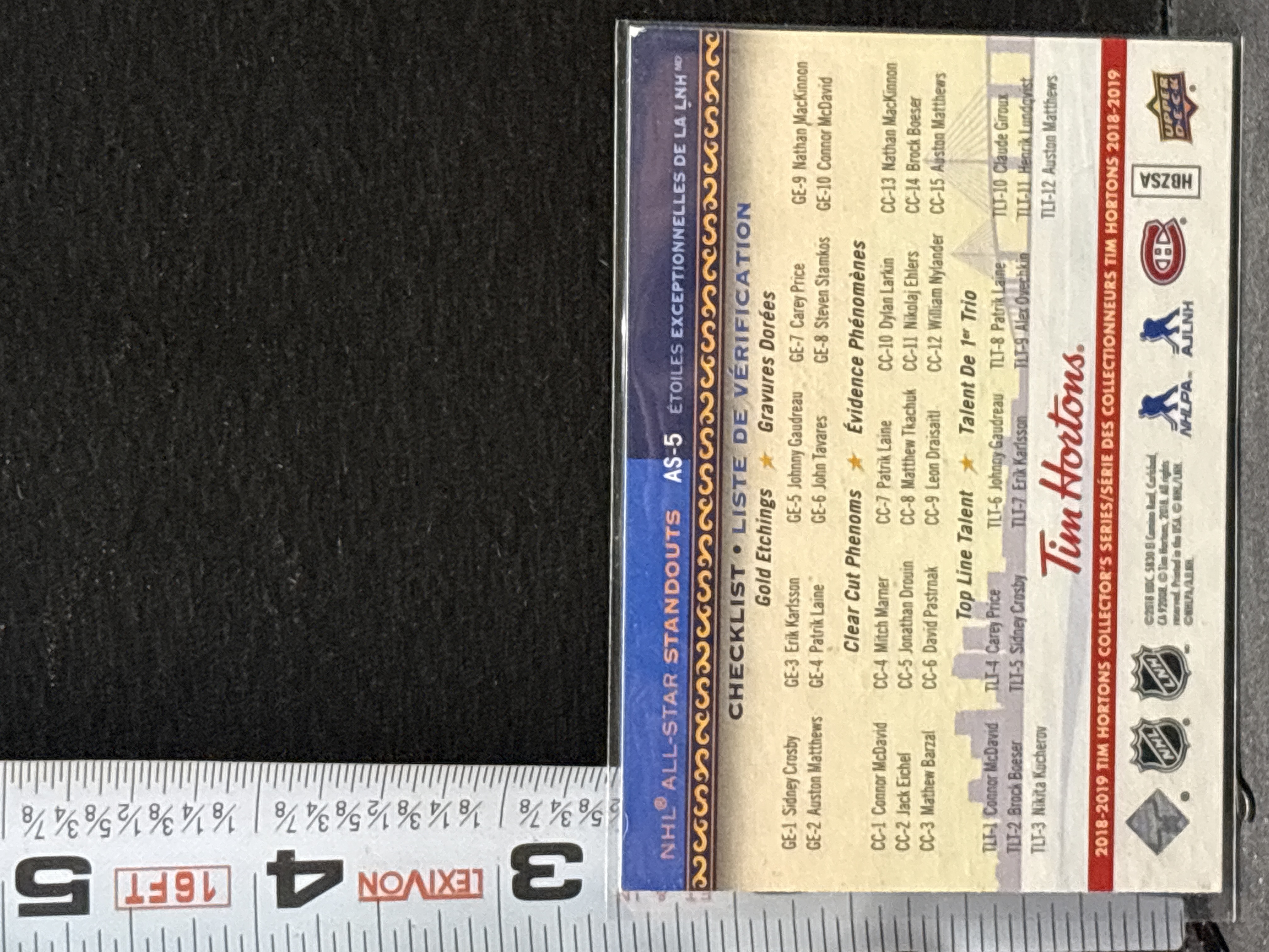 LOT 2026-639 — Carte de collection de hockey Upper Deck, série Tim Hortons 2018-2019, « NHL… — photo 2