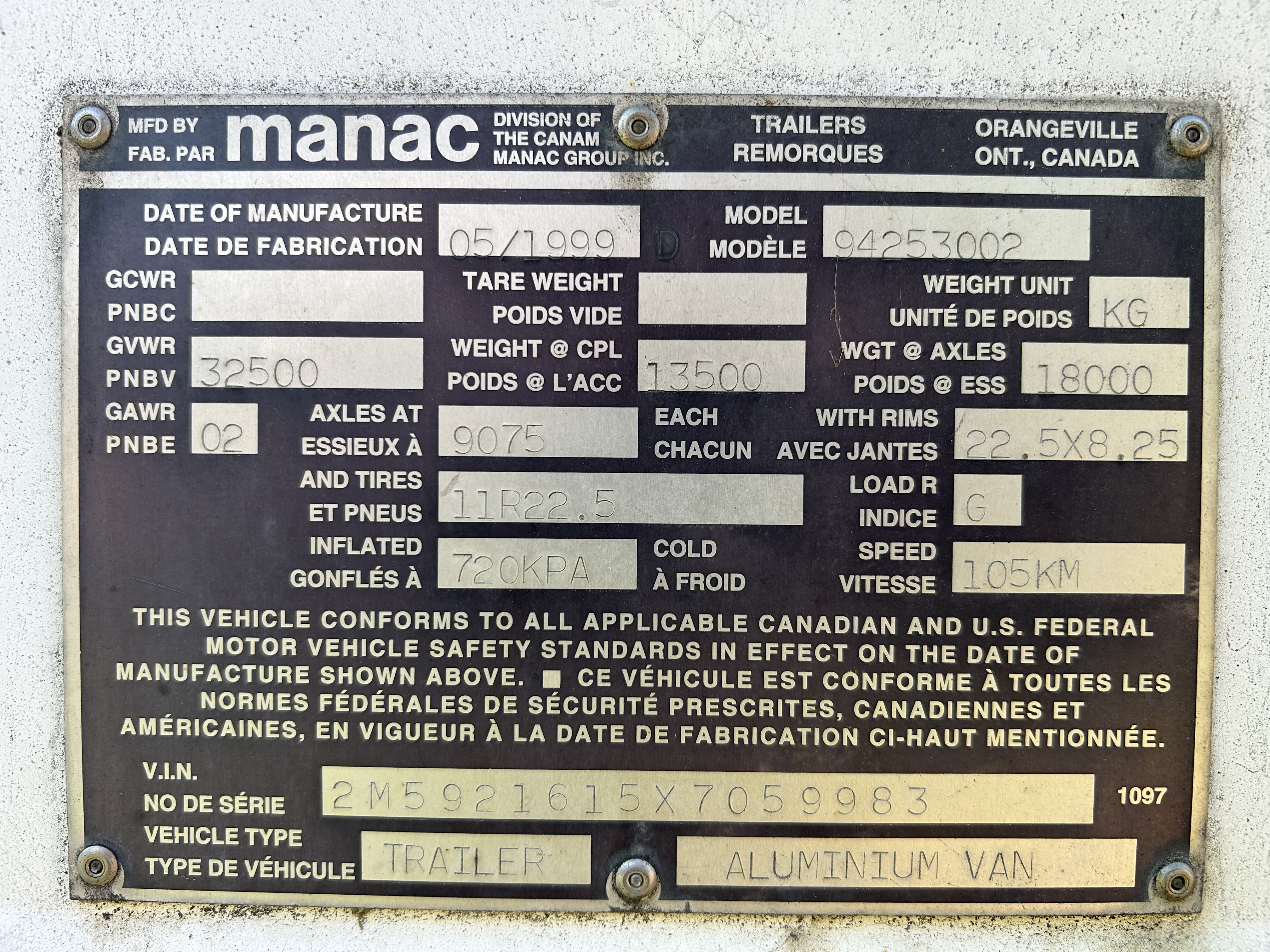 LOT 9999--1788476304900238 — Remorque fermée de type fourgon en aluminium, fabriquée par Manac à… — photo 6