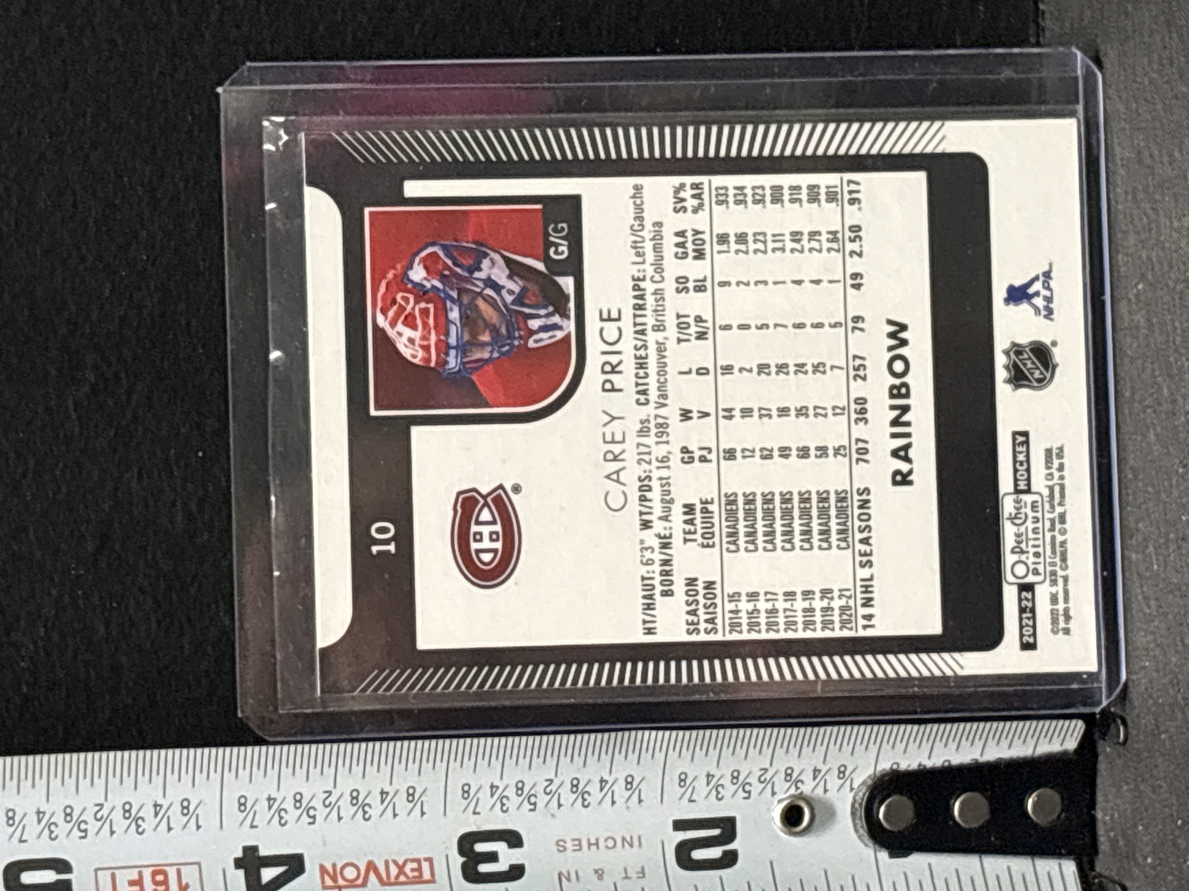 LOT 2026-665 — Carte de hockey de collection Carey Price des Canadiens de Montréal, édition… — photo 2