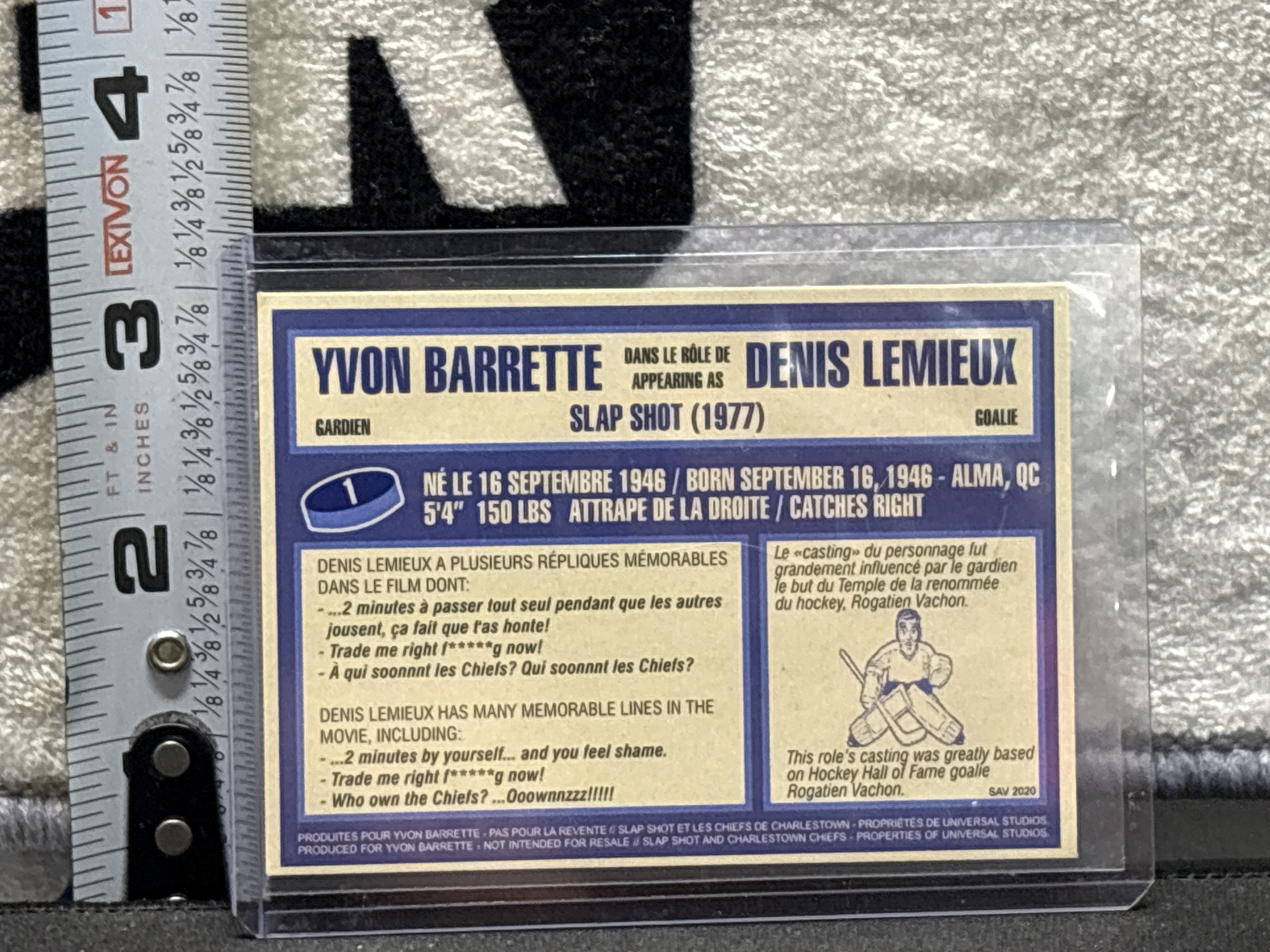 LOT 2026-751 — Carte-souvenir de collection mettant en vedette Denis Lemieux, gardien de but… — photo 2