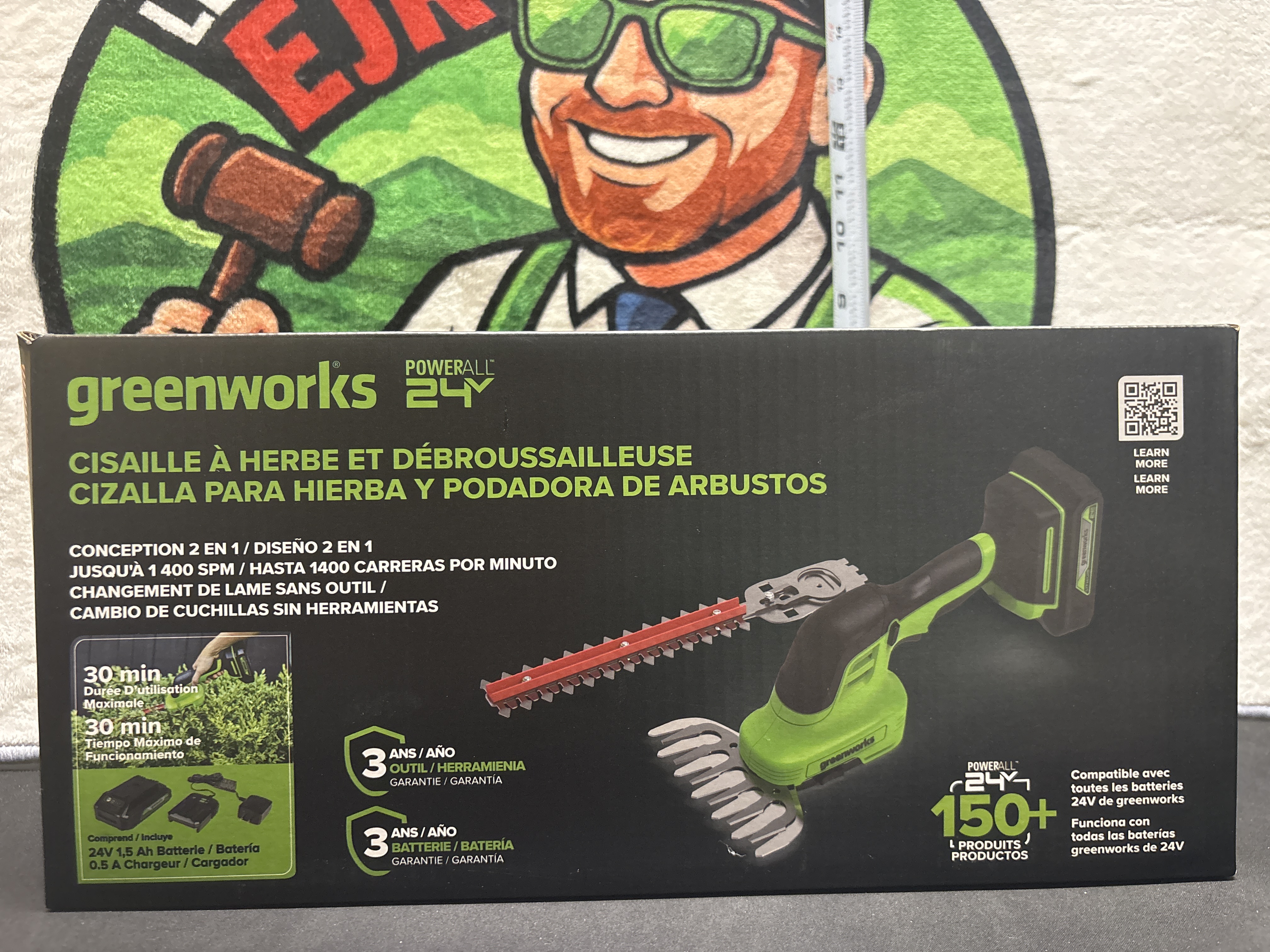LOT 2026-786 — Boîte Greenworks PowerAll 24 V pour cisaille à herbe et débroussailleuse à… — photo 1