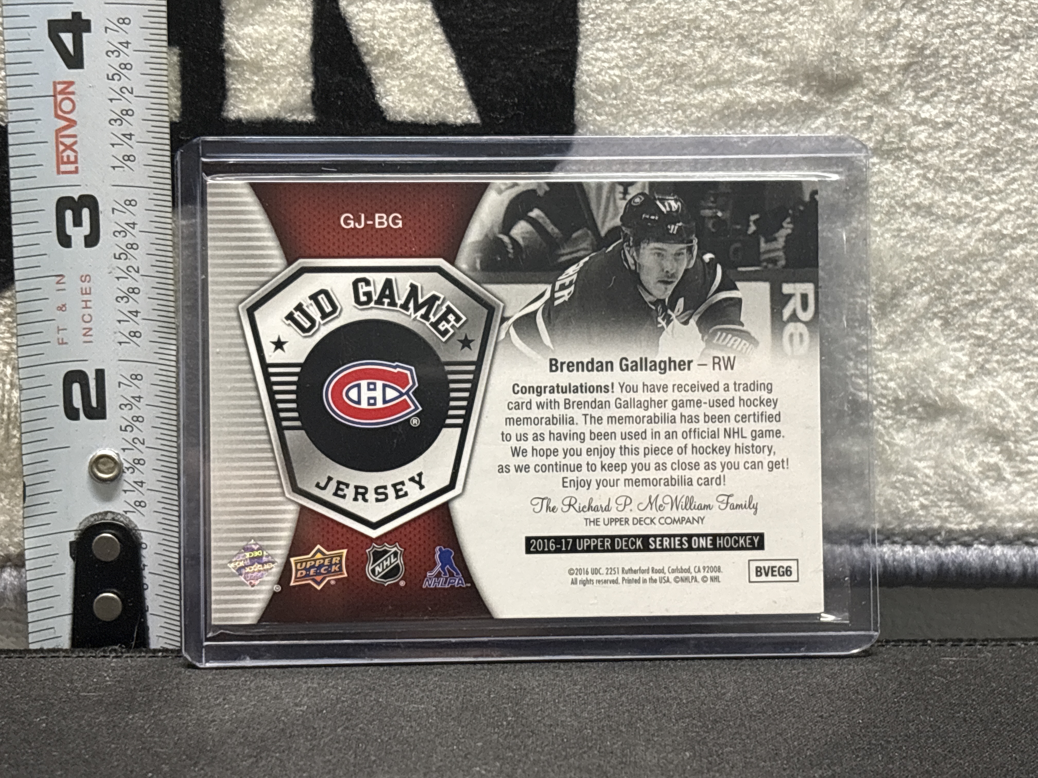 LOT 2026-803 — Carte de hockey à collectionner Upper Deck « UD Game Jersey » de Brendan… — photo 2