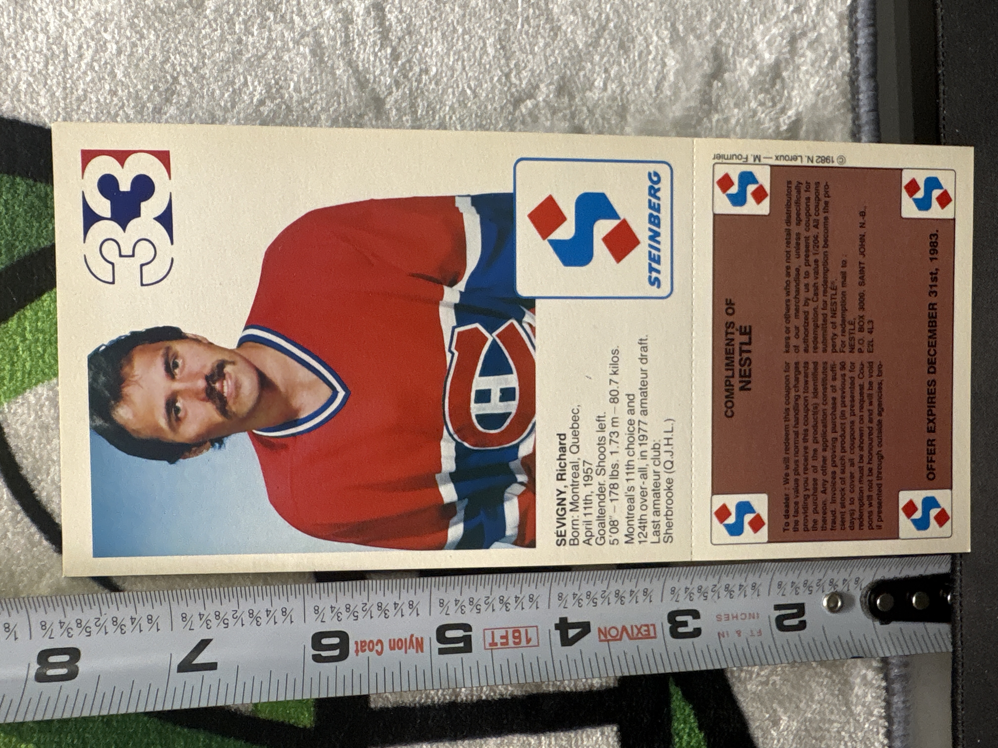 LOT 2026-810 — Carte promotionnelle vintage Nestlé Quik mettant en vedette Richard Sévigny… — photo 2