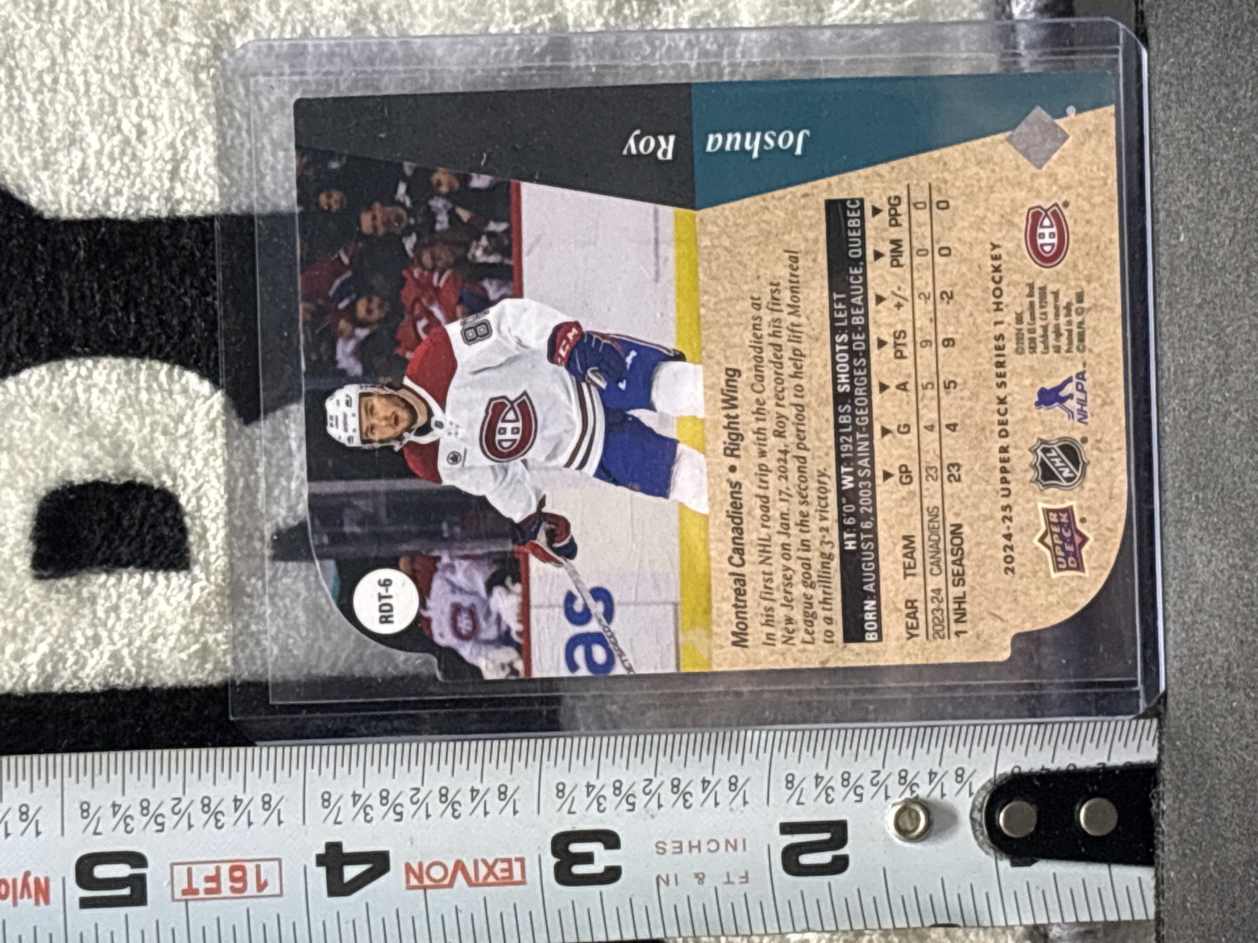 LOT 2026-880 — Carte de hockey de collection Joshua Roy des Canadiens de Montréal, position… — photo 2