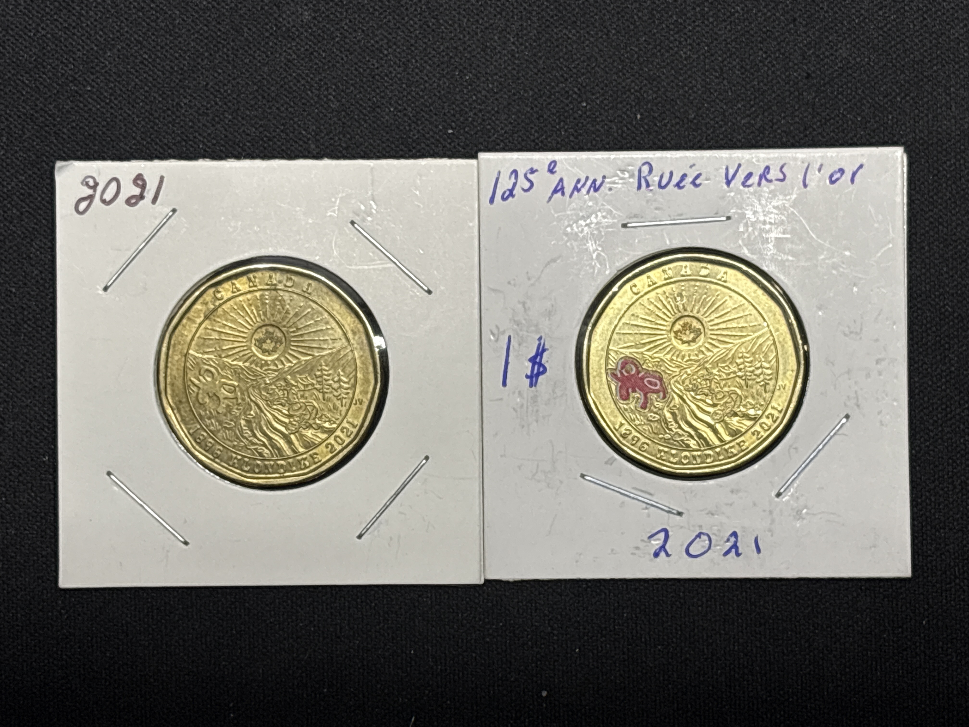 LOT 2026-889 — Ensemble de 2 pièces de 1 dollar canadien datées de 2021, présentant le… — photo 1