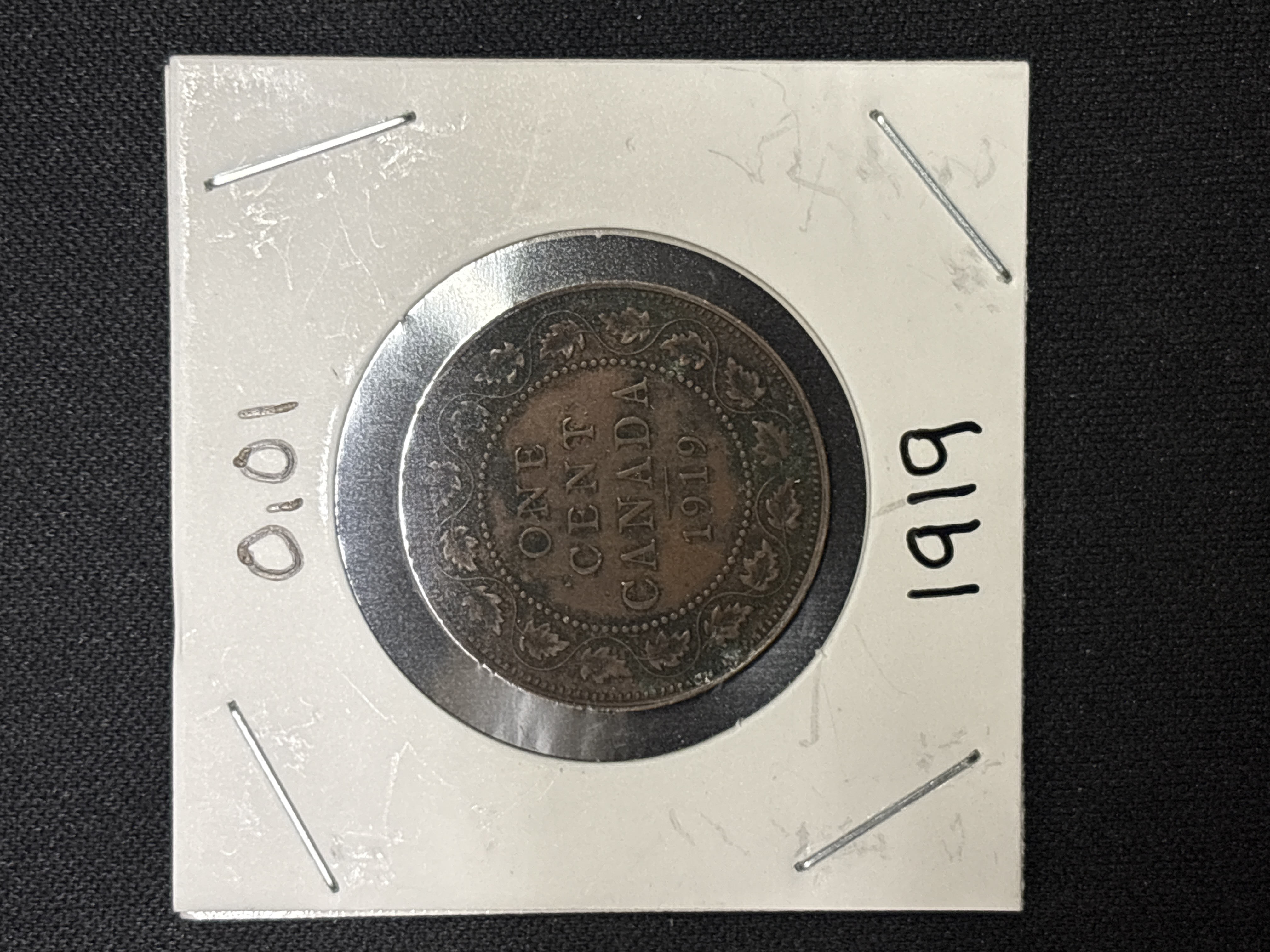 LOT 2026-894 — Pièce de monnaie canadienne de 1 cent datée de 1919, à l’effigie du roi George… — photo 1