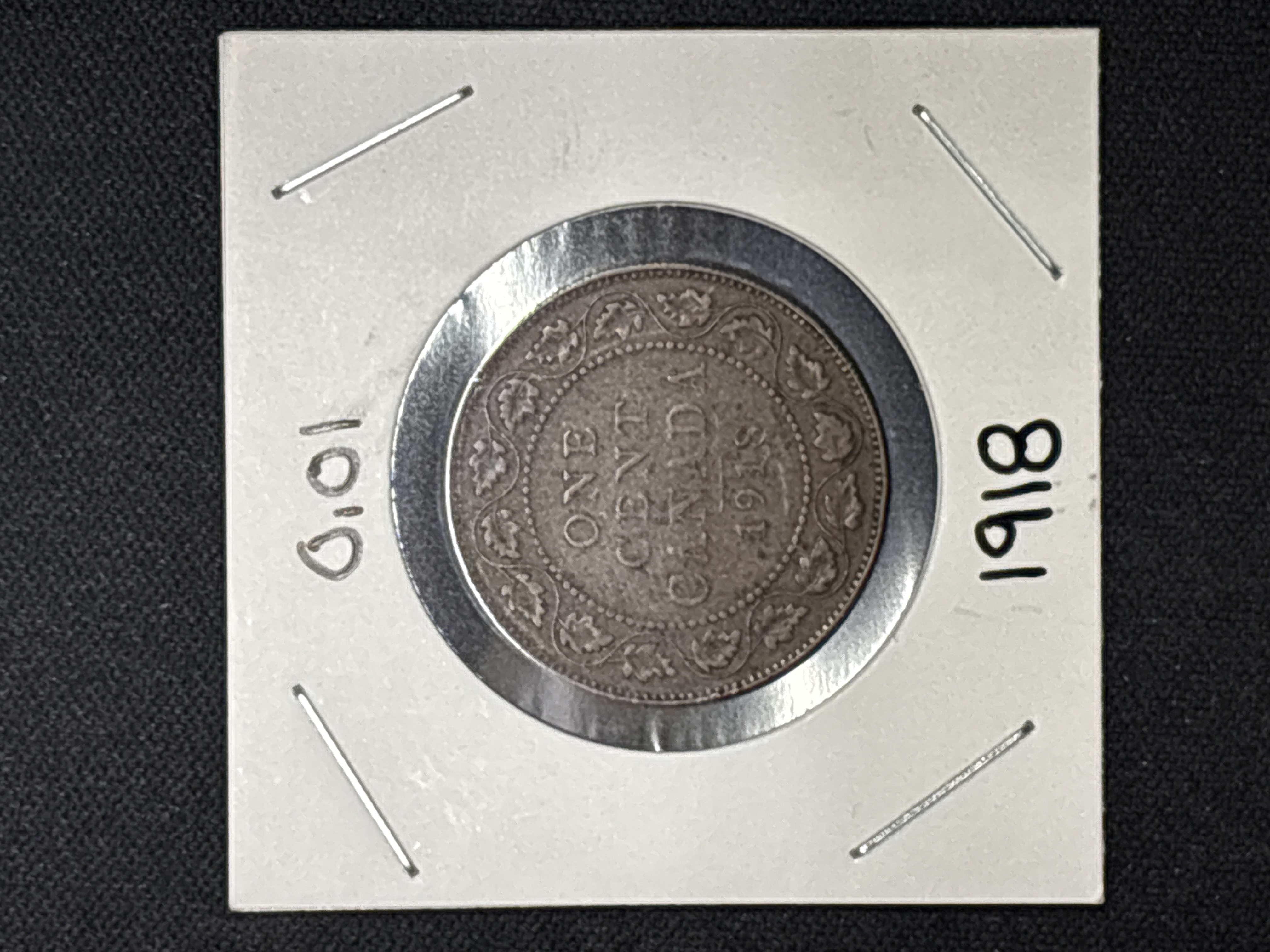 LOT 2026-904 — Pièce de monnaie canadienne de 1 cent datée de 1918, à l’effigie du roi George… — photo 1