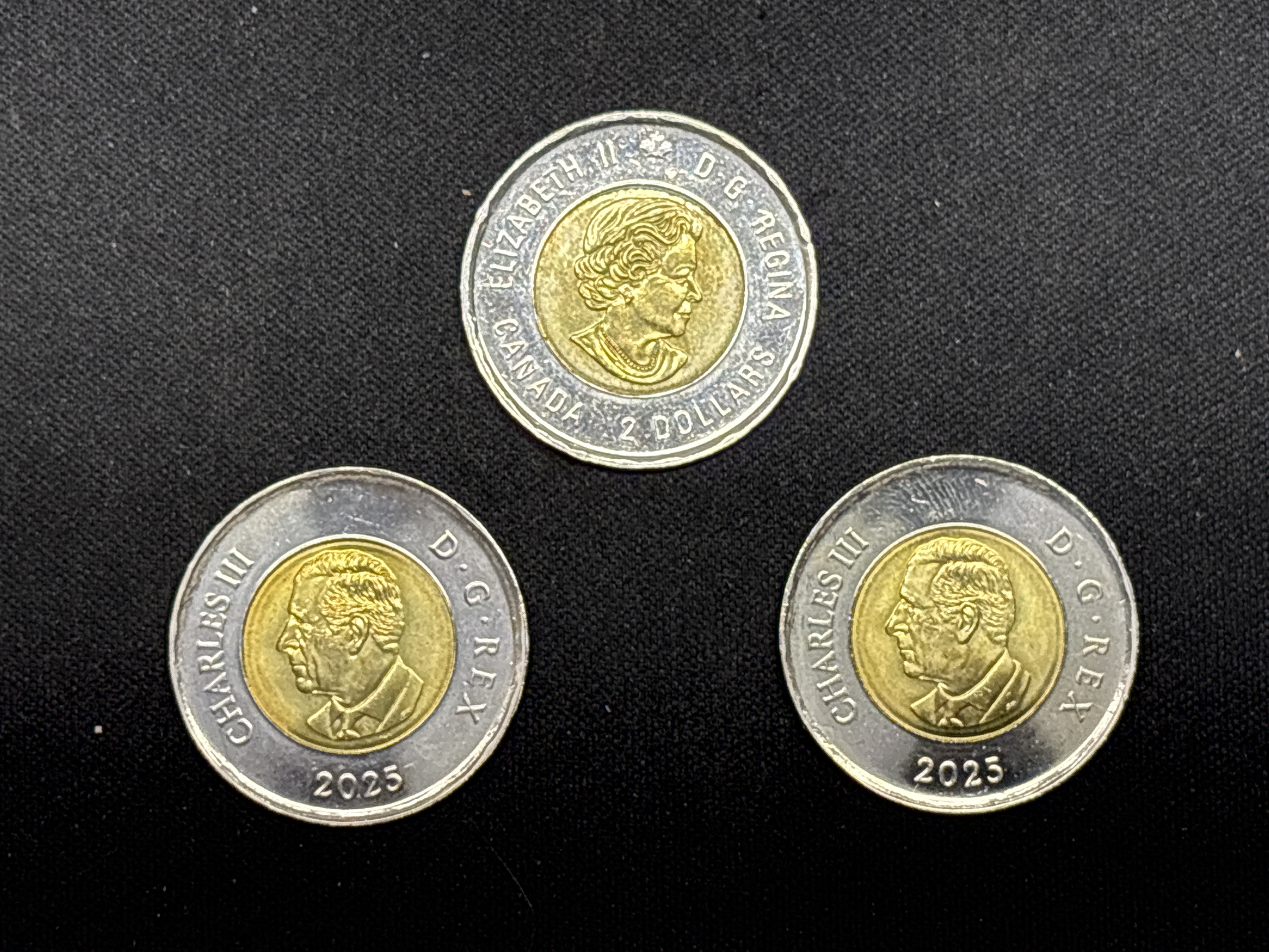 LOT 2026-909 — Lot de 3 pièces de 2 dollars canadiennes bimétalliques, présentant des motifs… — photo 2