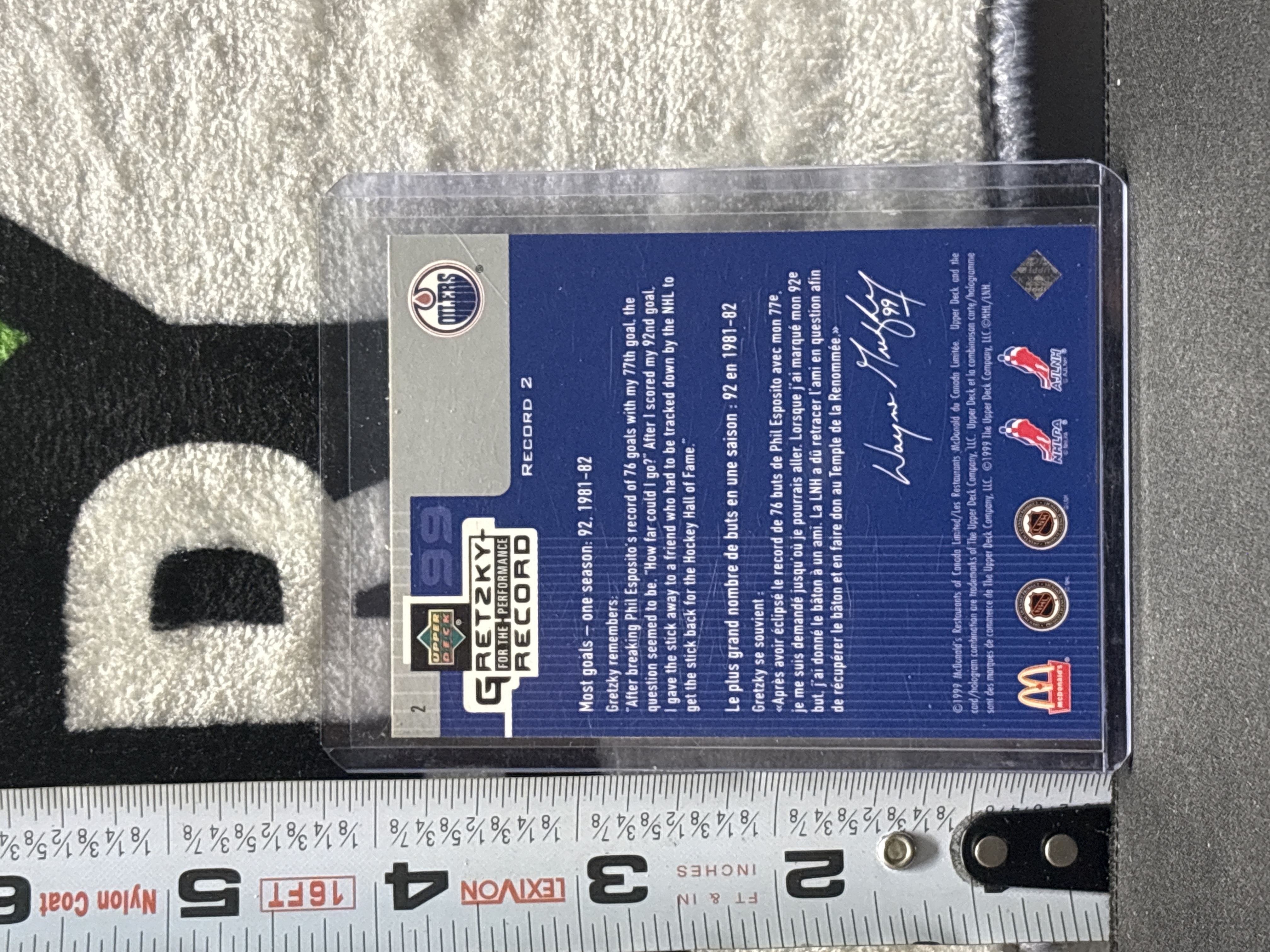 LOT 2026-916 — Carte de hockey de collection Upper Deck, « Gretzky for the Performance Record… — photo 2