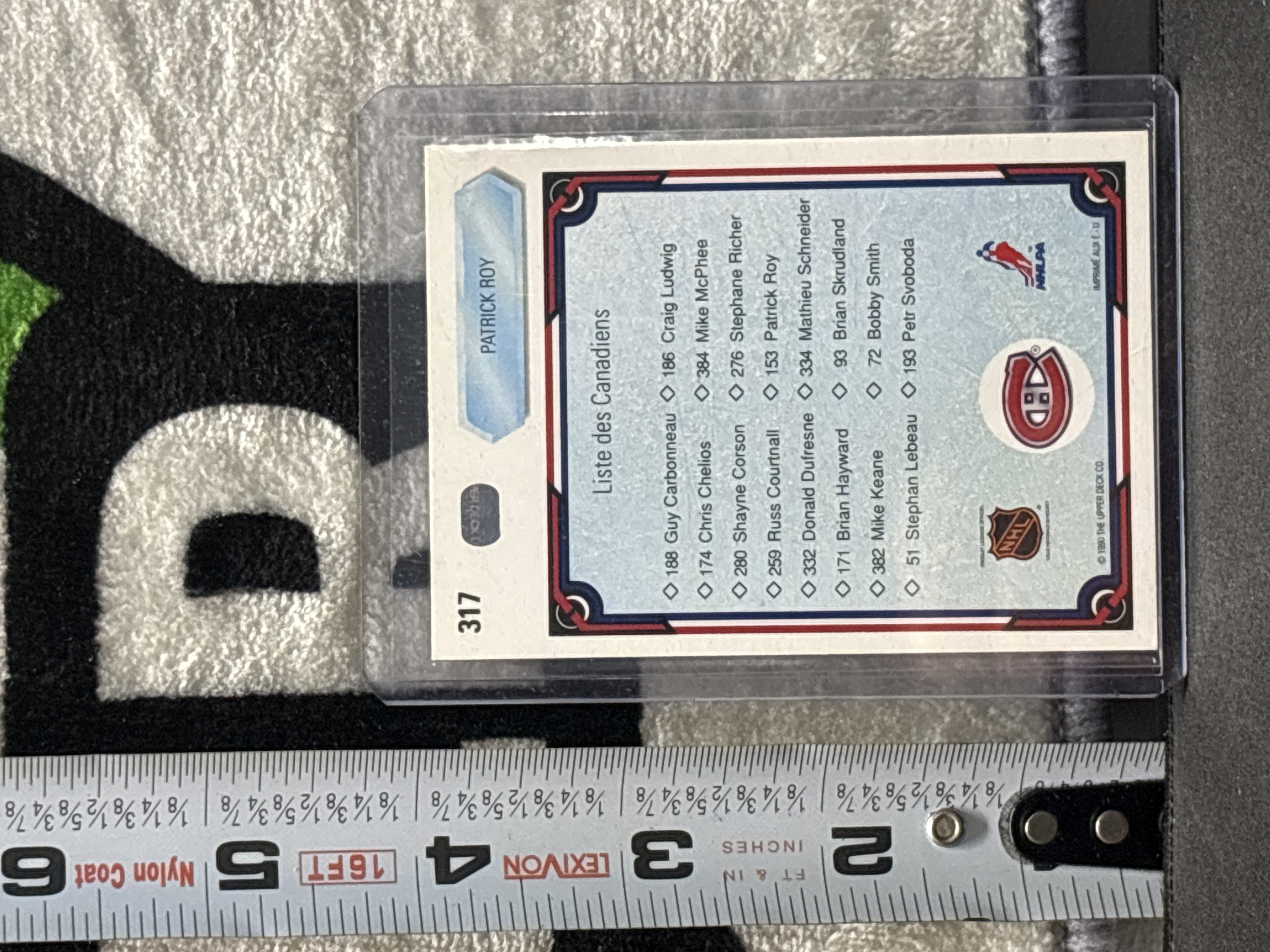 LOT 2026-929 — Carte de hockey de Patrick Roy, numéro 317, alors gardien des Canadiens de… — photo 2