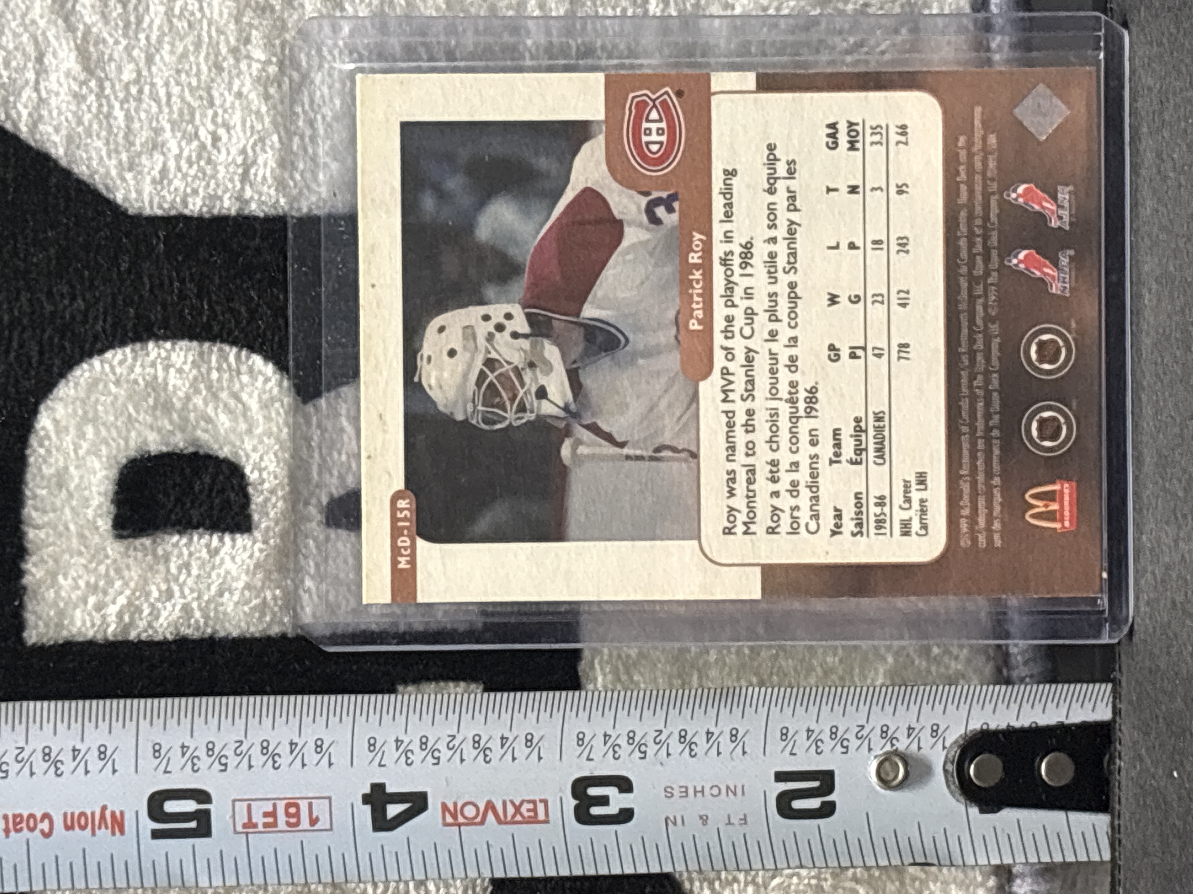 LOT 2026-930 — Belle carte de hockey Upper Deck Retro McD-15R mettant en vedette Patrick Roy… — photo 2