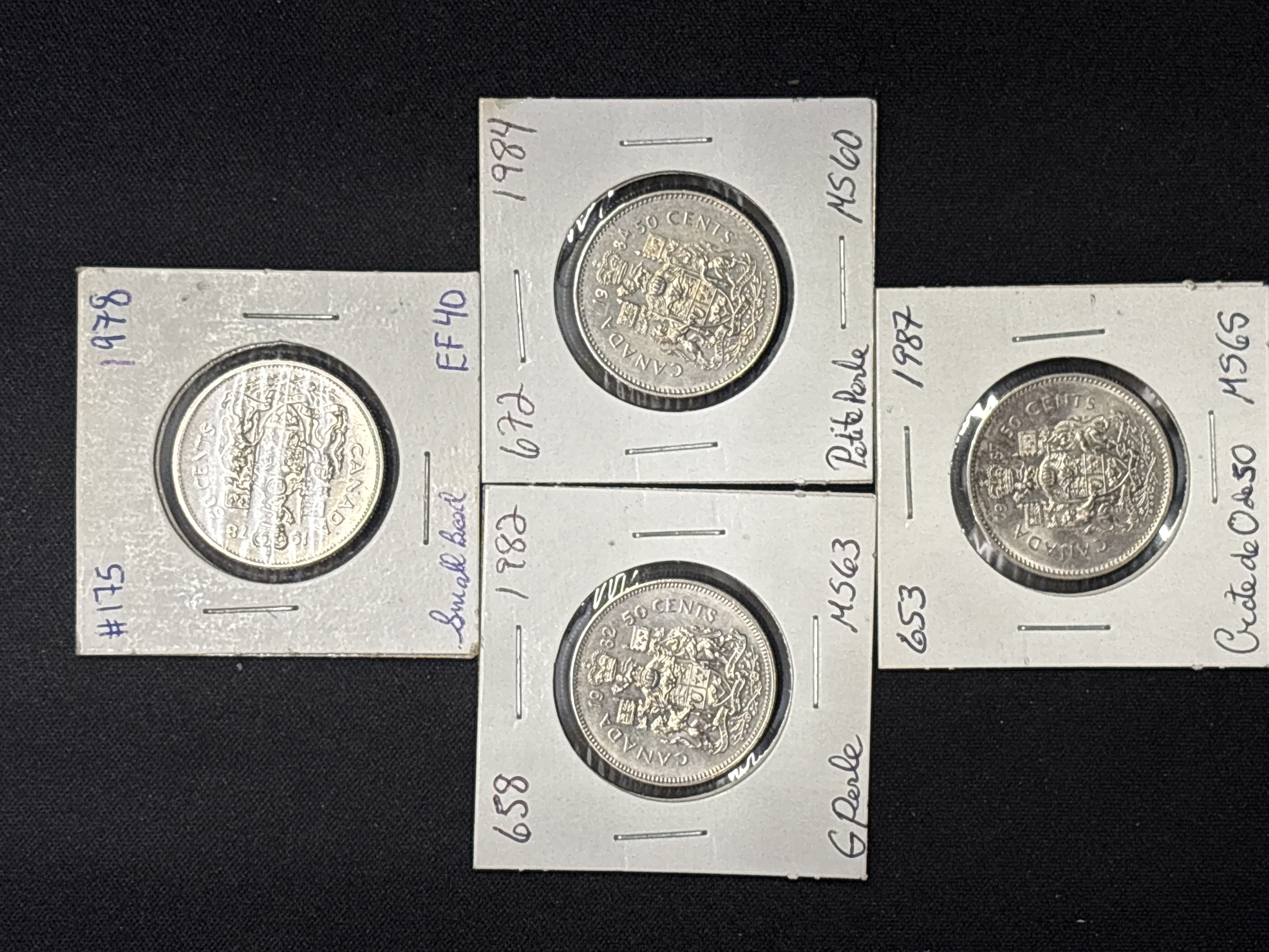 Ensemble de 4 pièces de monnaie canadiennes de 50 cents à l’effigie…
